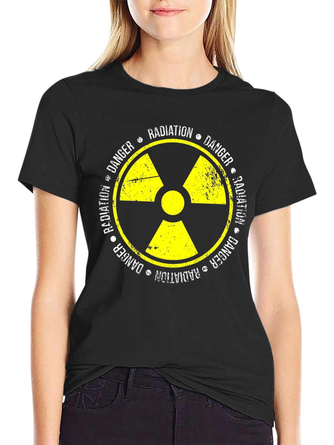 Black Radiation Danger Symbol Graphic Tee view 2