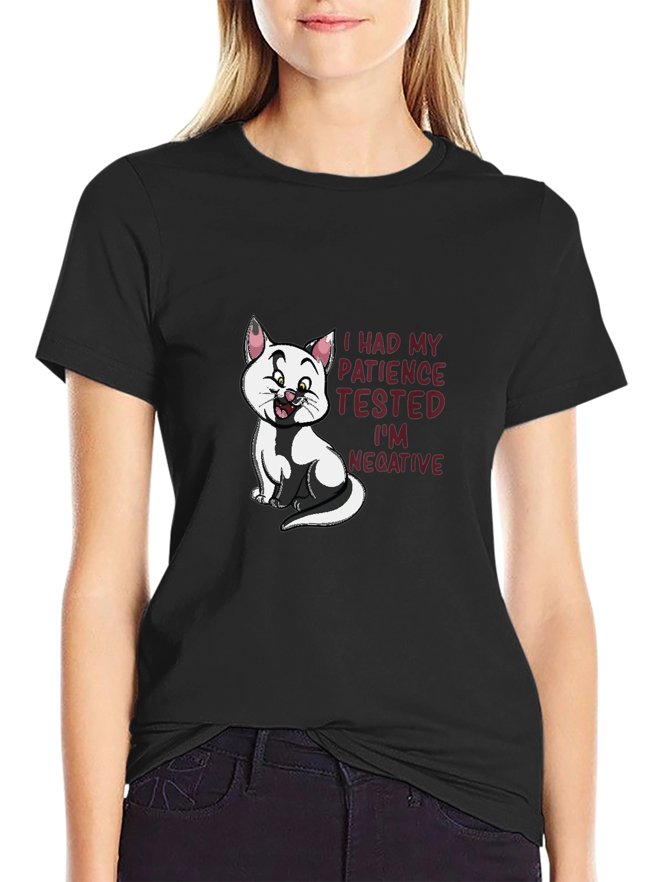 Black Patience Tested Funny Cat Graphic T-Shirt view 2