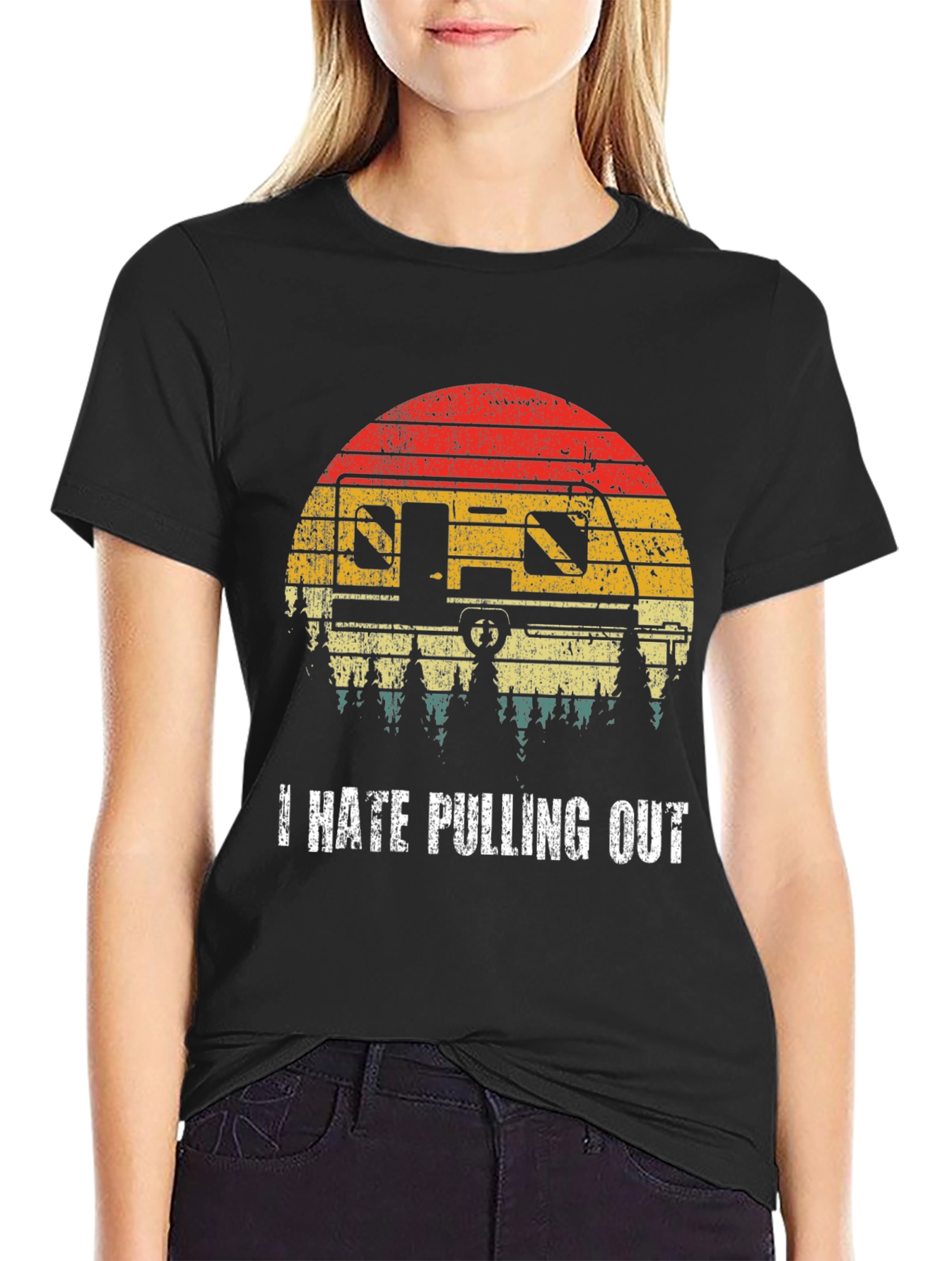 Black I Hate Pulling Out Funny Camping T-Shirt view 2