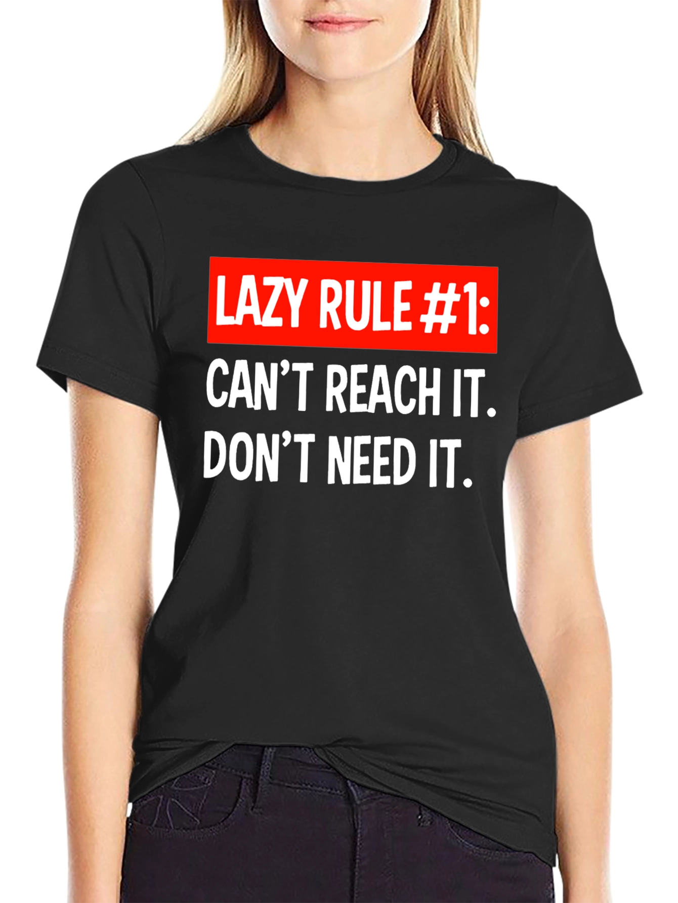 Black Lazy Rule #1 T-Shirt - Funny Sarcastic Tee view 2