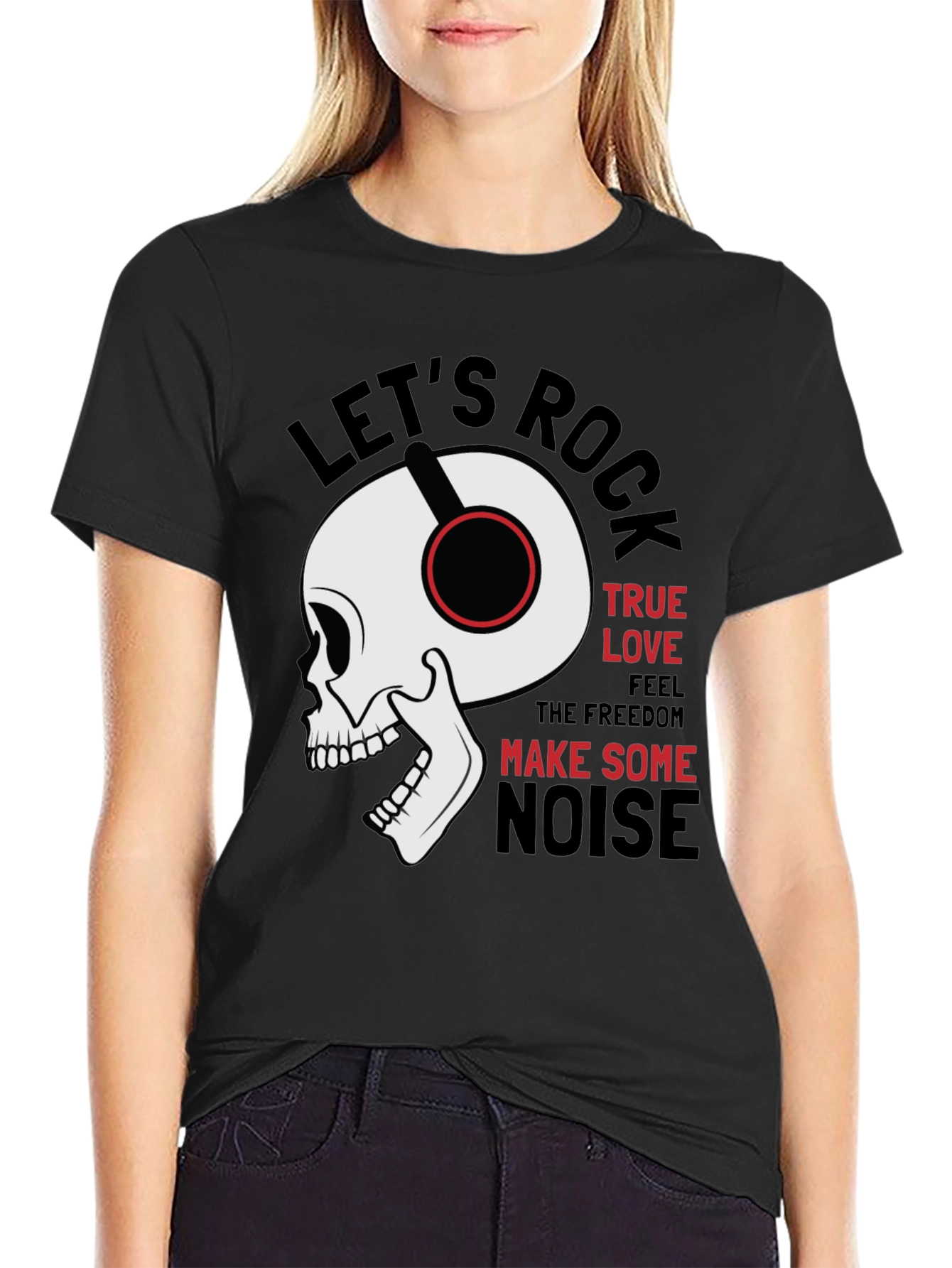 Black Rock Music Graphic Tee - Skull with Headphones view 2
