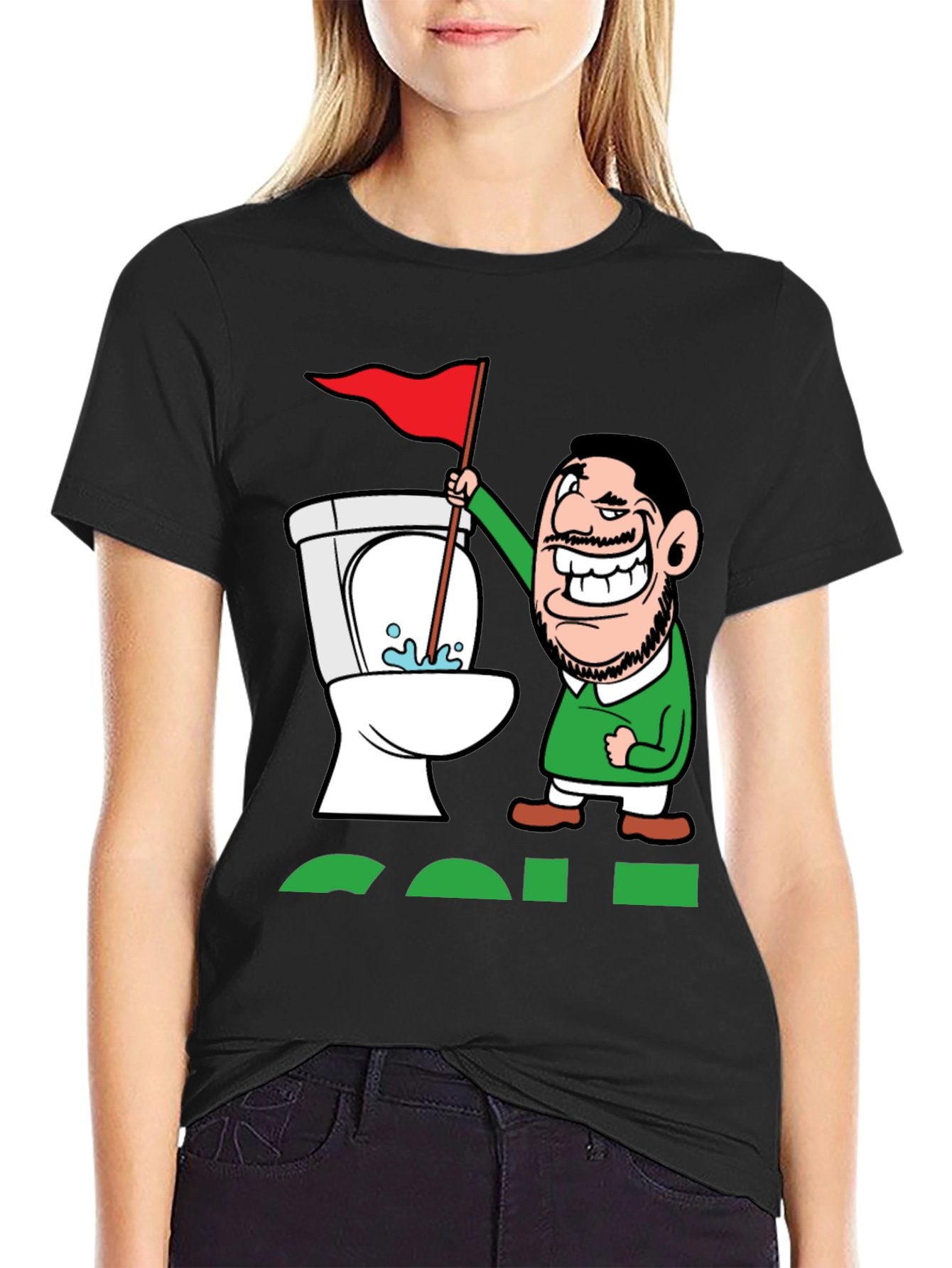 Black Toilet Humor Golf Tee view 2