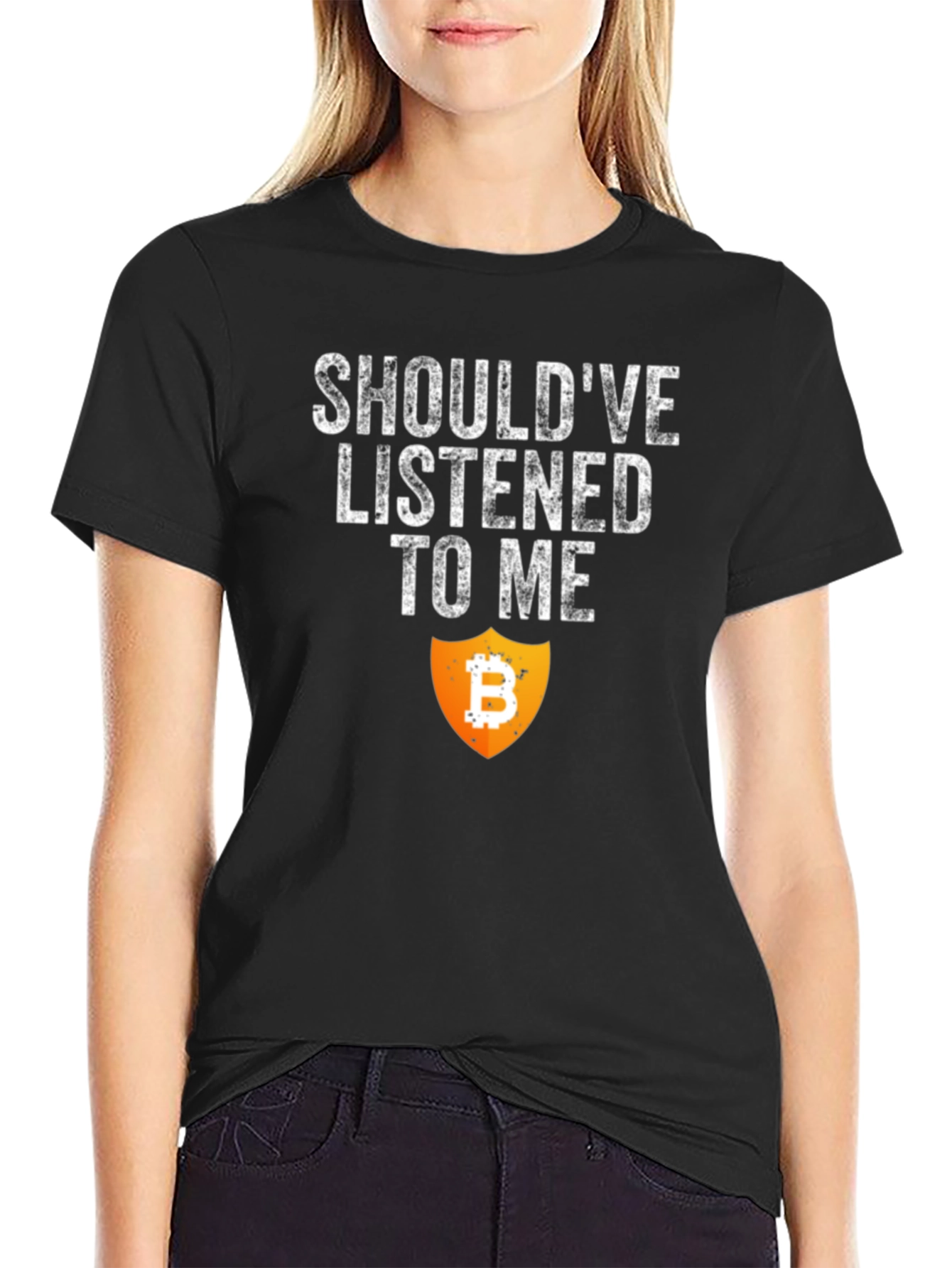 Black Bitcoin Crypto T-Shirt - Should've Listened view 2