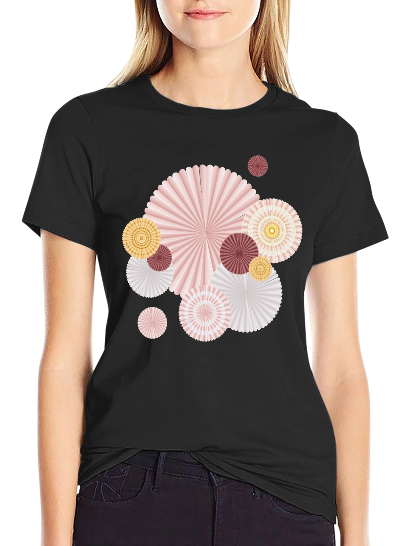 Black Paper Fan Graphic Tee - Stylish Statement Shirt view 2
