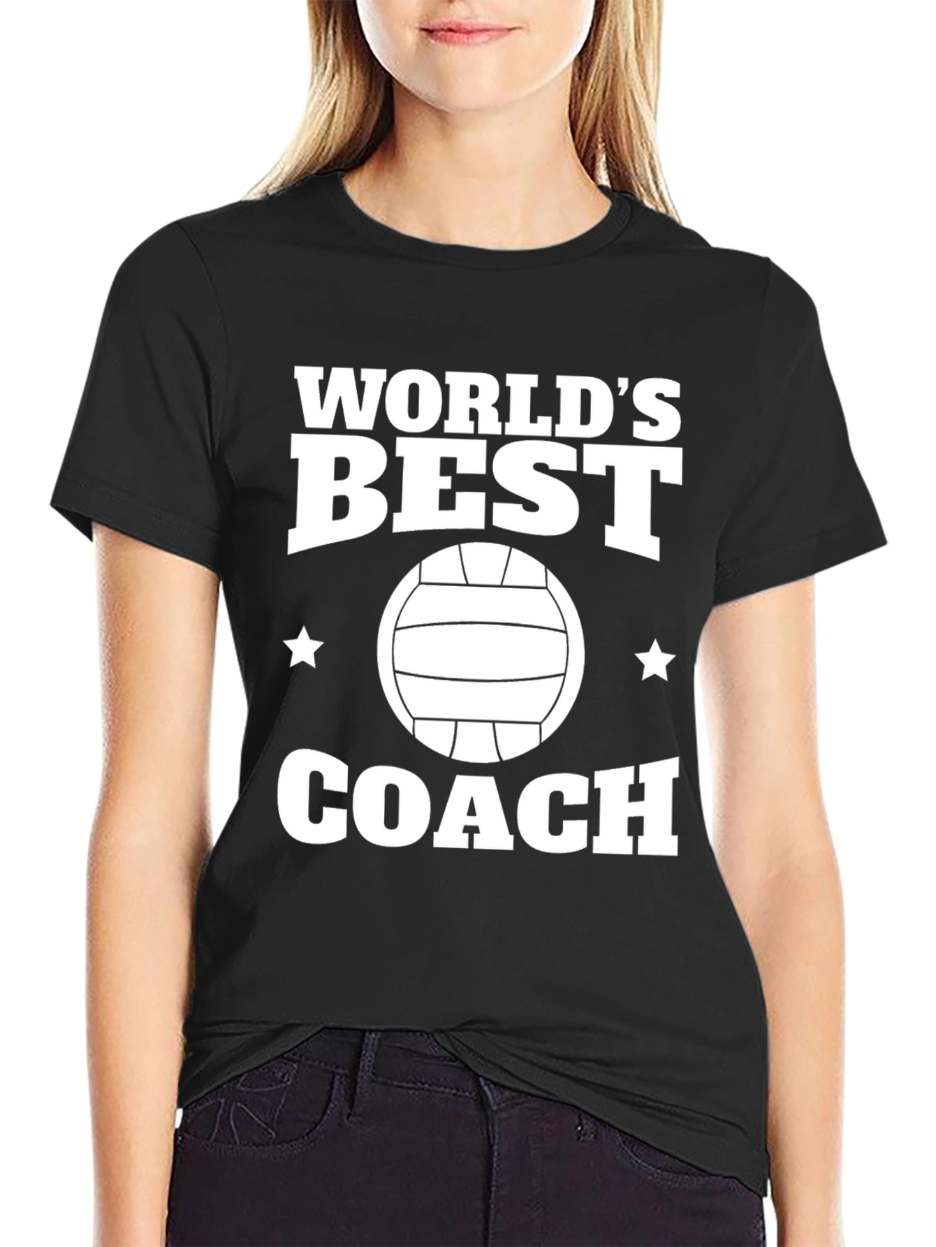 Black World's Best Coach Volleyball T-Shirt view 2