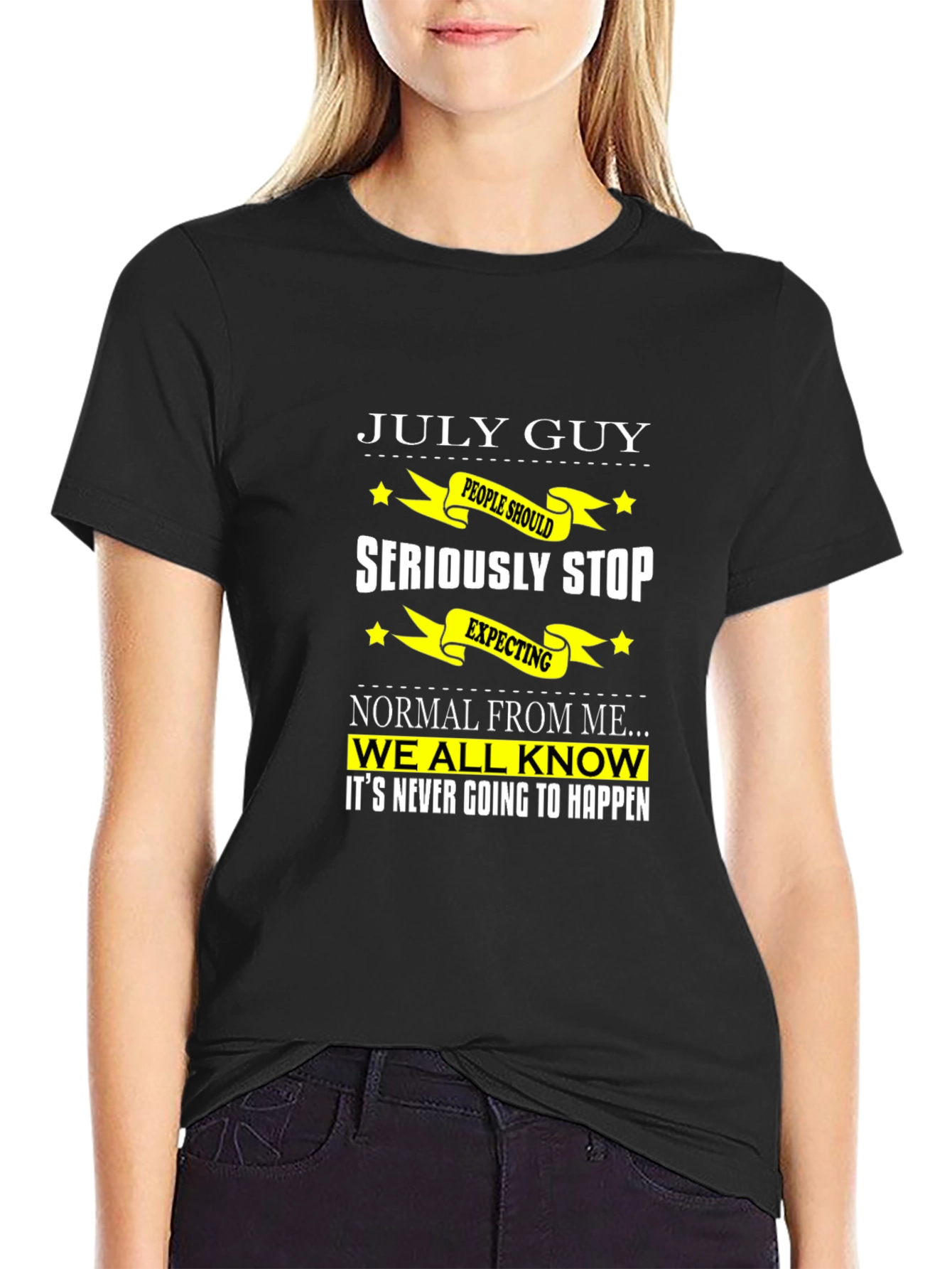 Black July Guy Graphic T-Shirt - Sarcastic Birthday Tee view 2