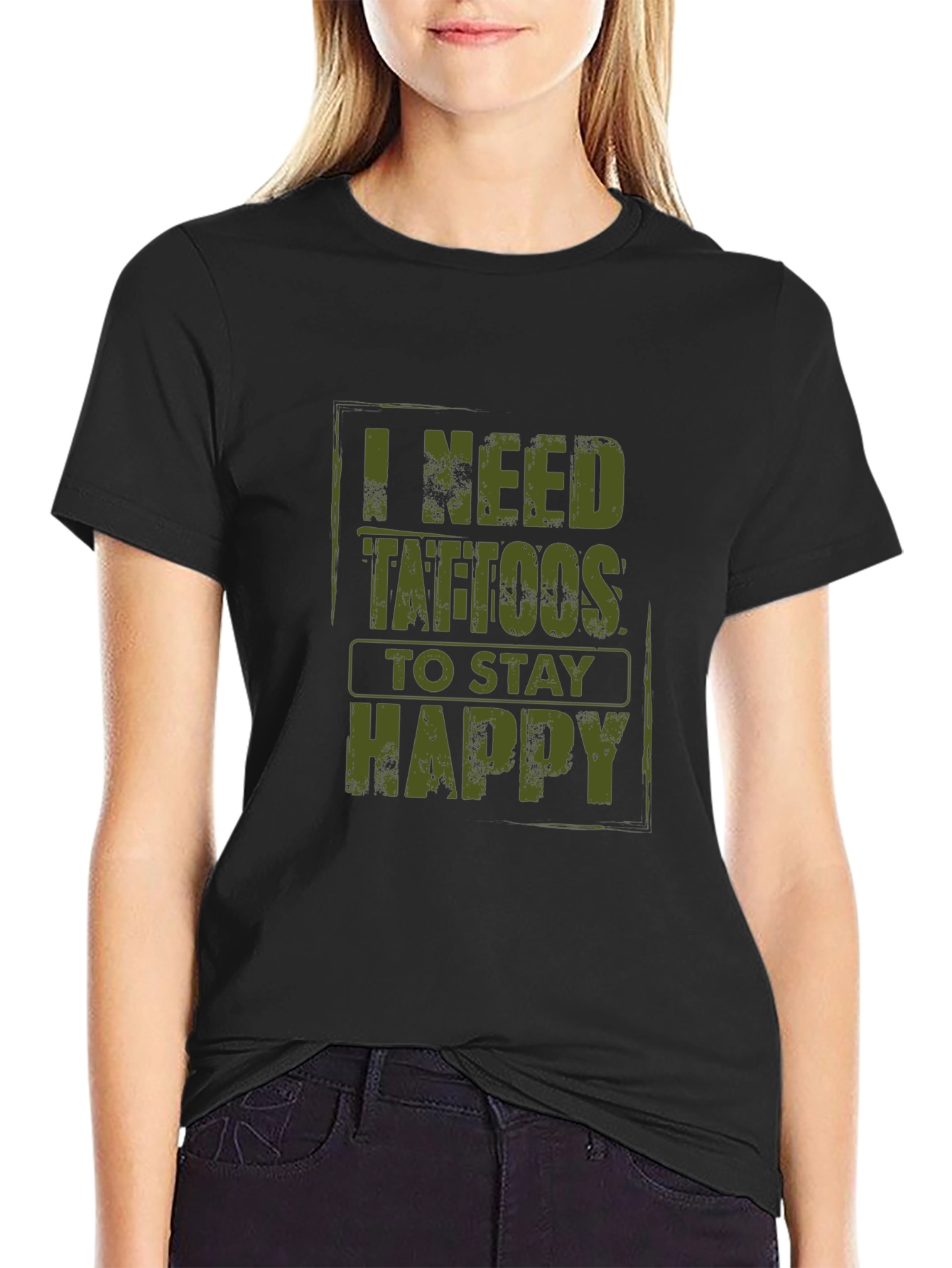 Black I Need Tattoos To Stay Happy Graphic Tee view 2