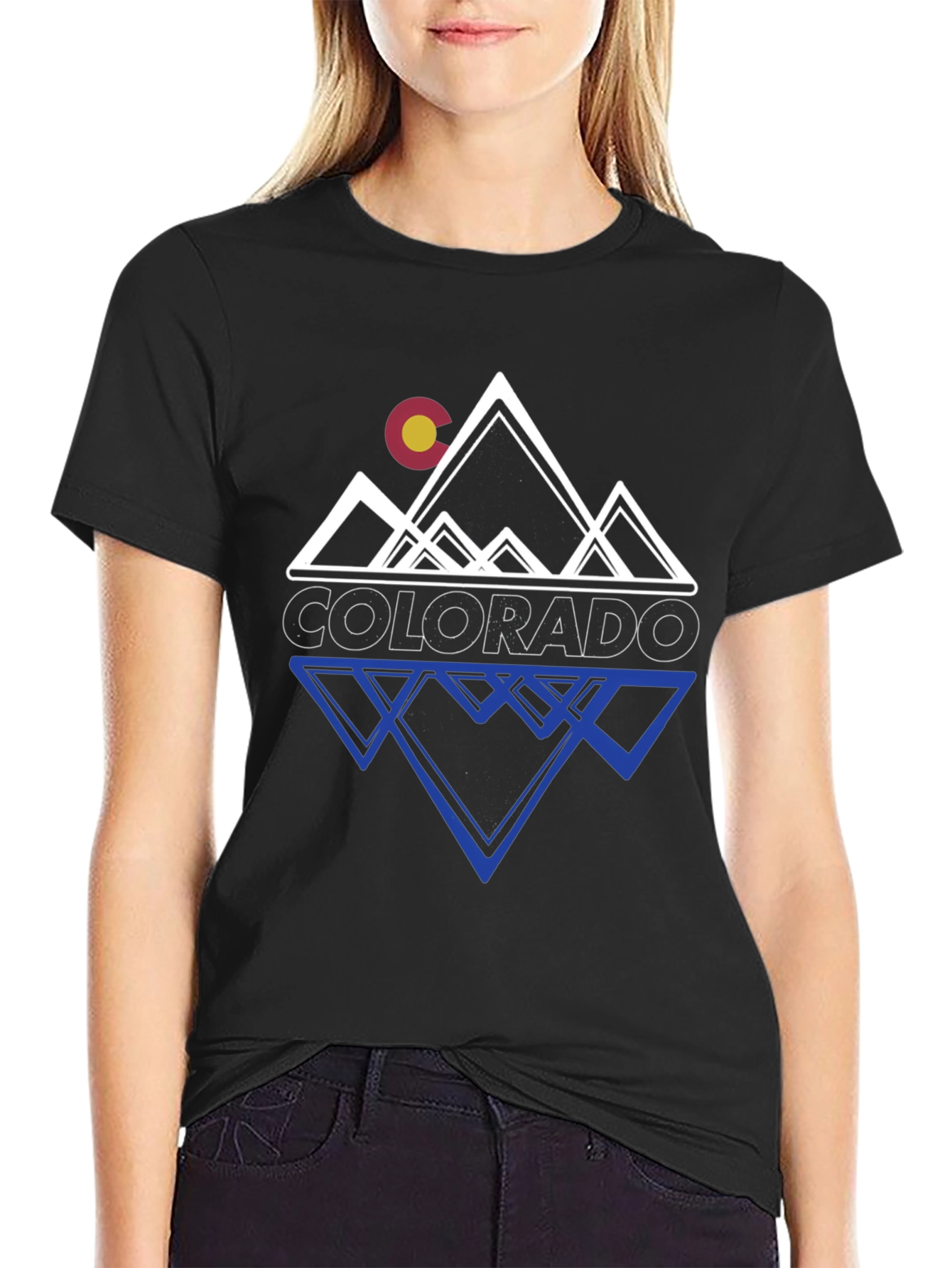 Black Colorado Mountains Graphic Tee - Black Casual T-Shirt view 2