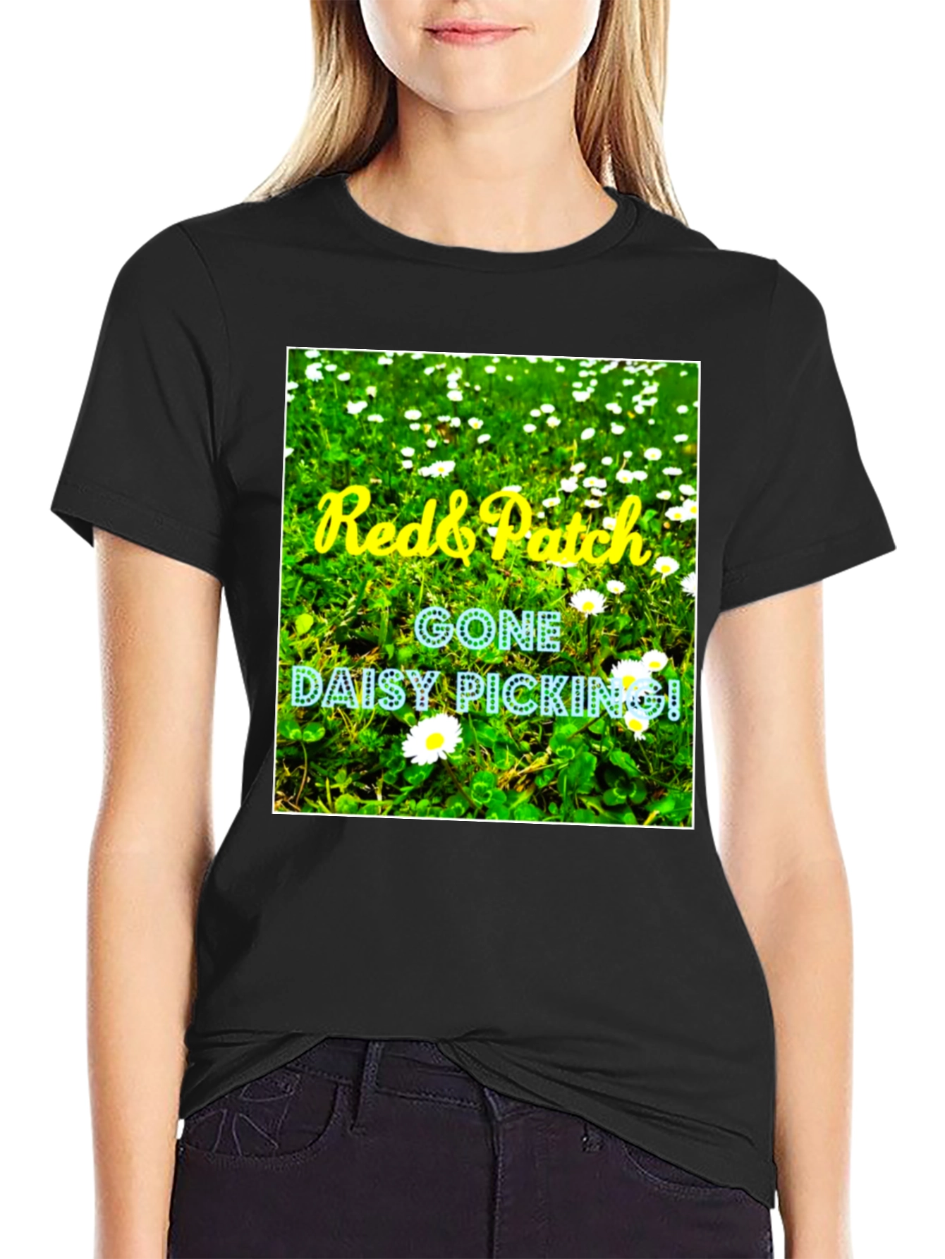 Black Red & Patch Daisy Picking Graphic Tee view 2