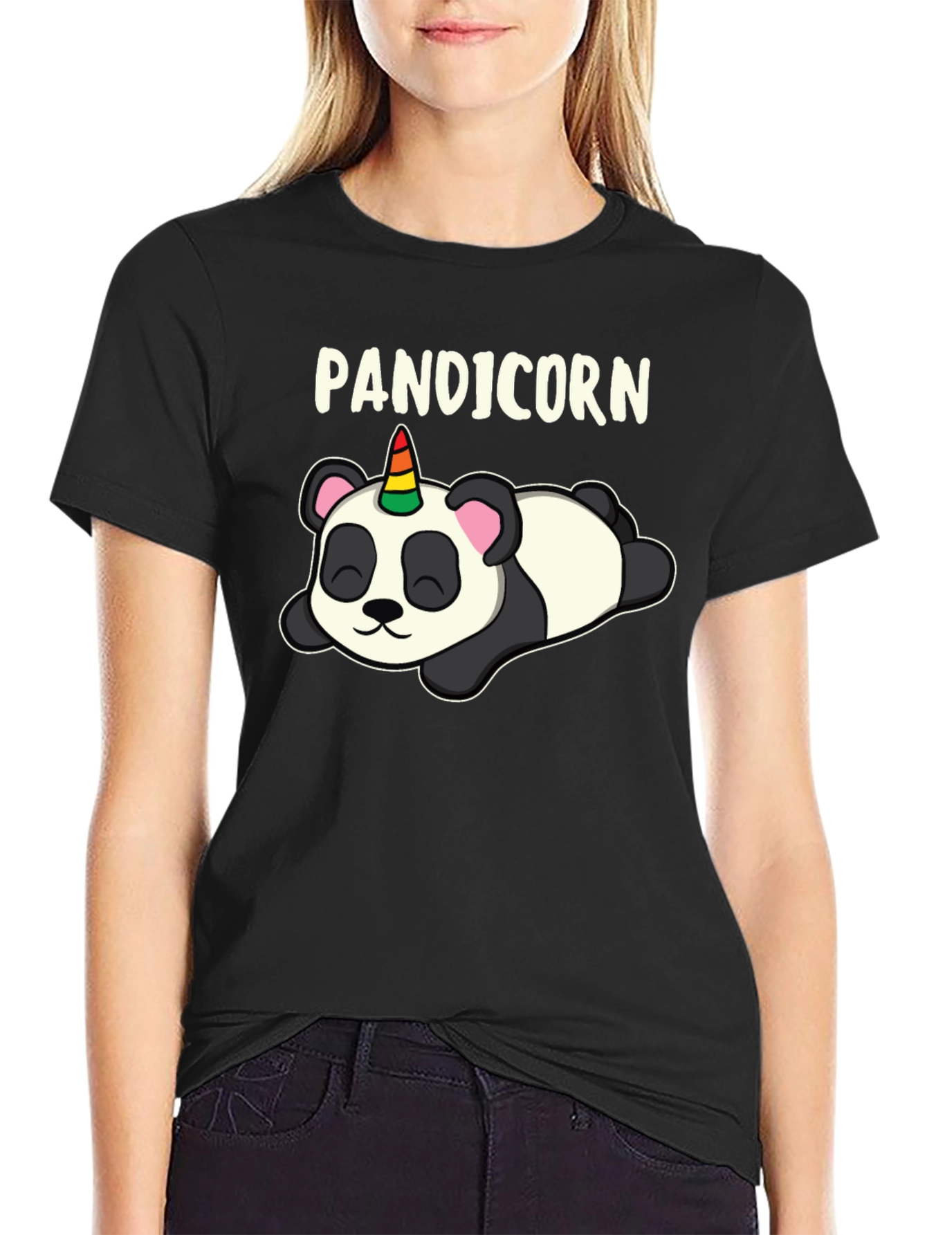 Black Punicorn Panda T-Shirt - Black view 2