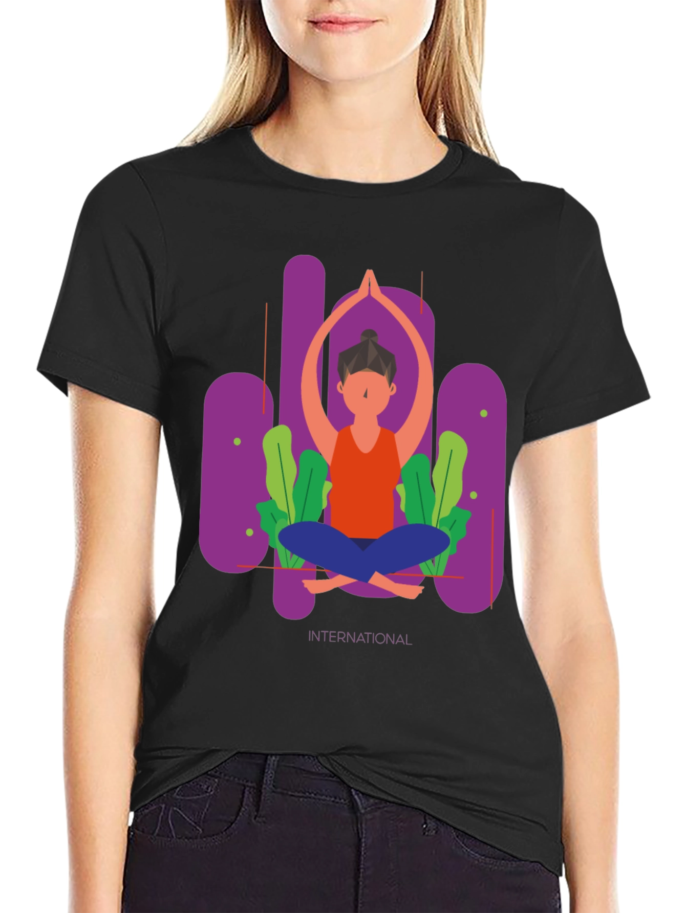 Black Yoga International T-Shirt view 2