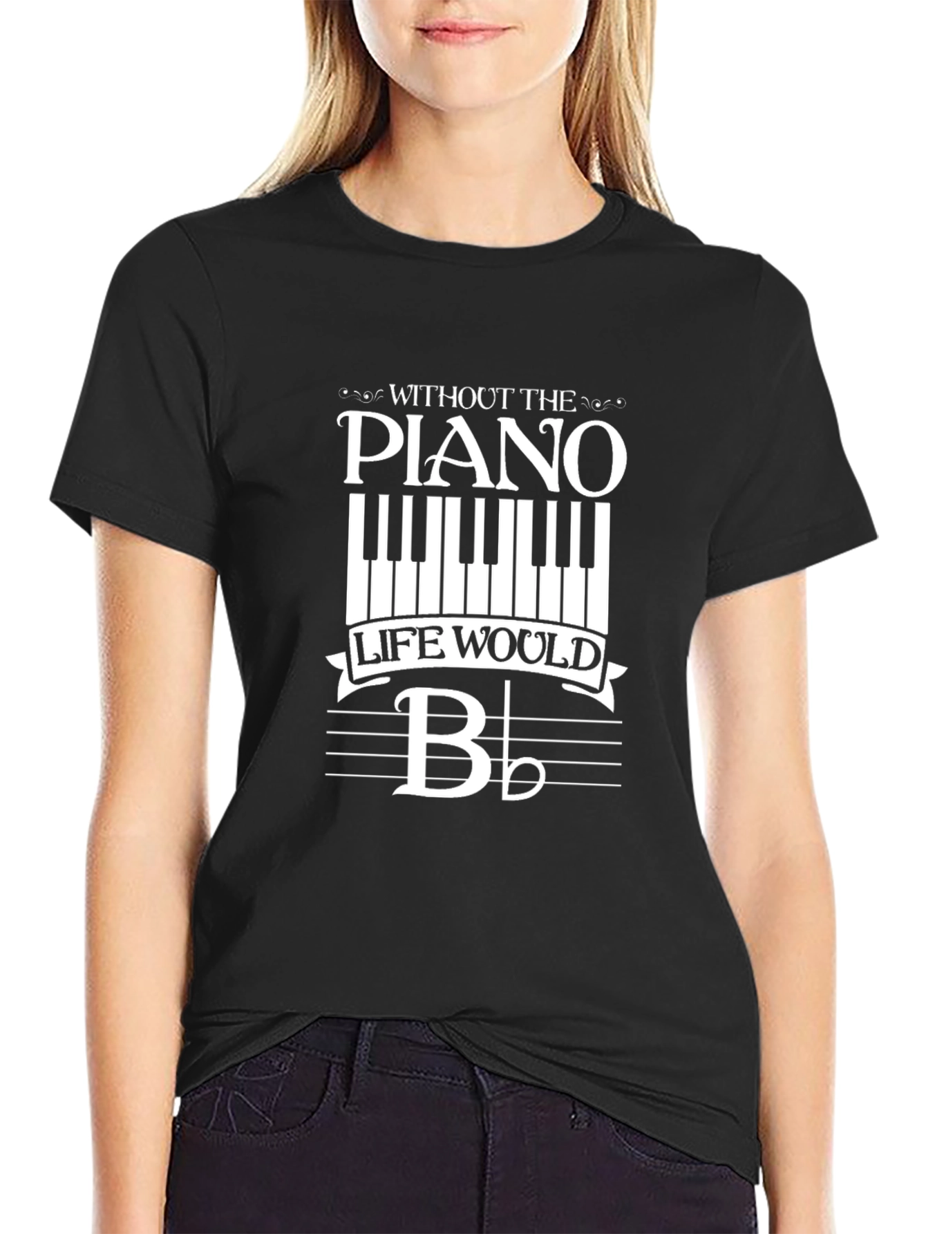 Black Piano Life Men's Black Graphic T-Shirt view 2