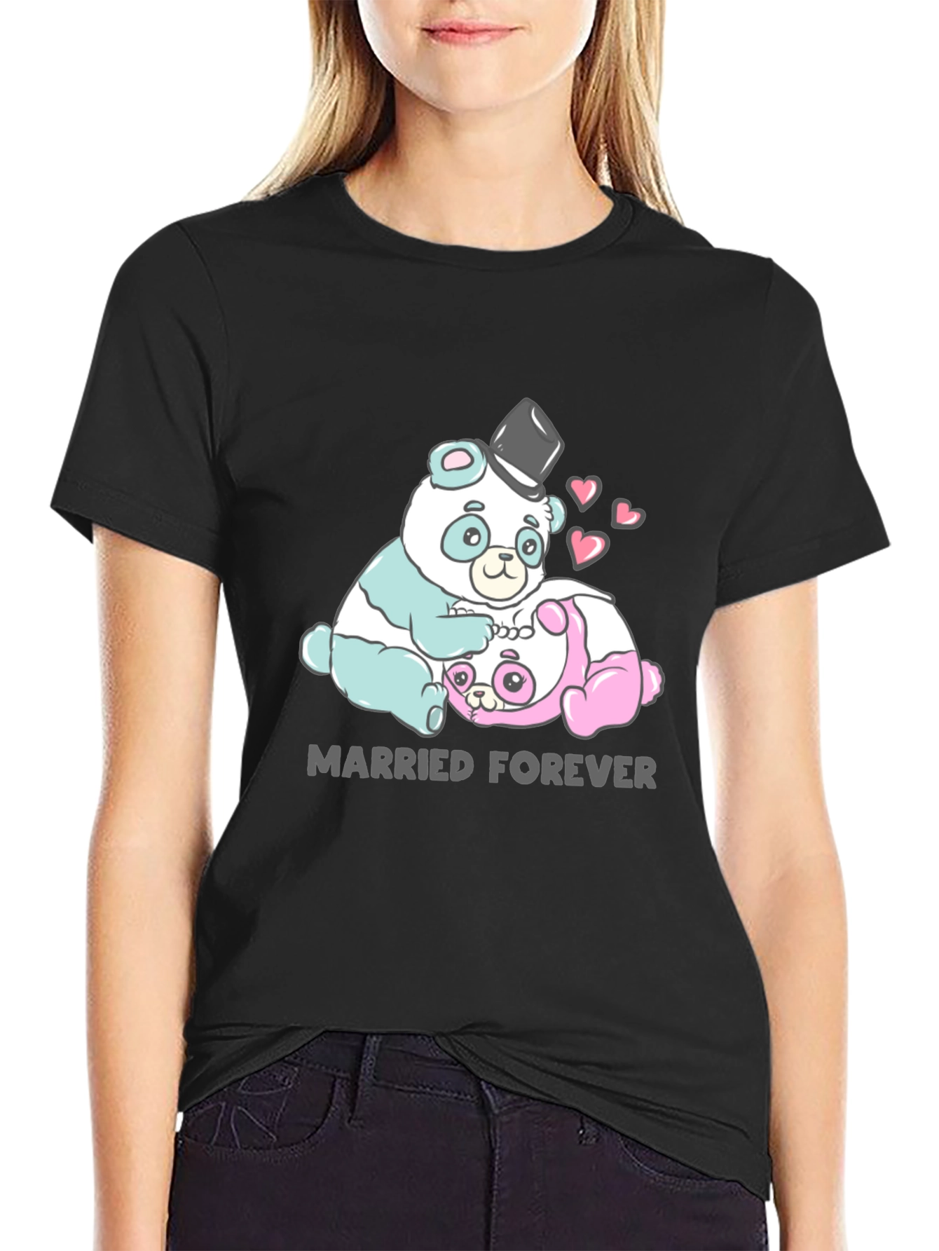 Black Married Forever Panda Graphic Tee view 2