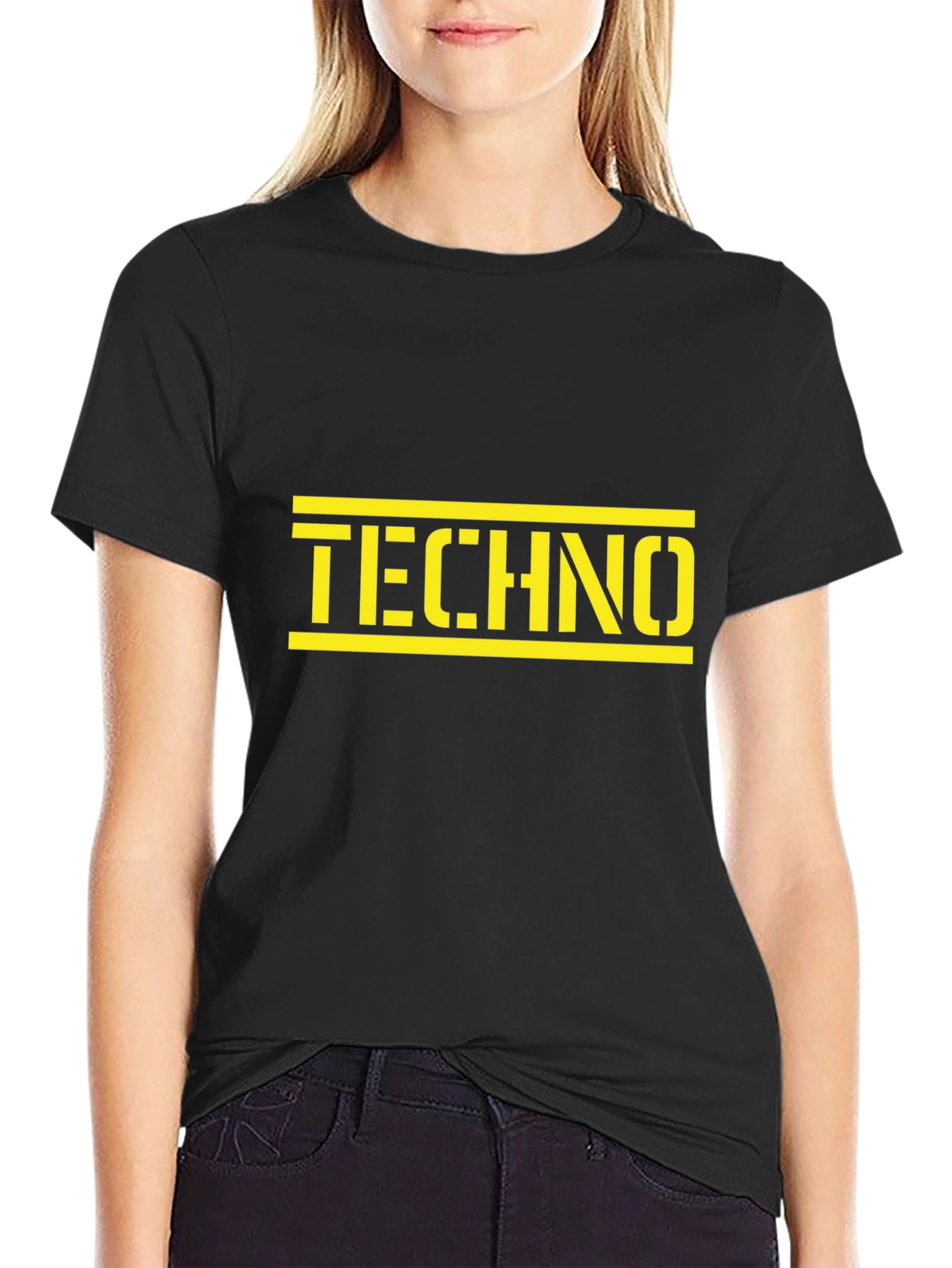 Black Techno Graphic Tee - Black Cotton view 2