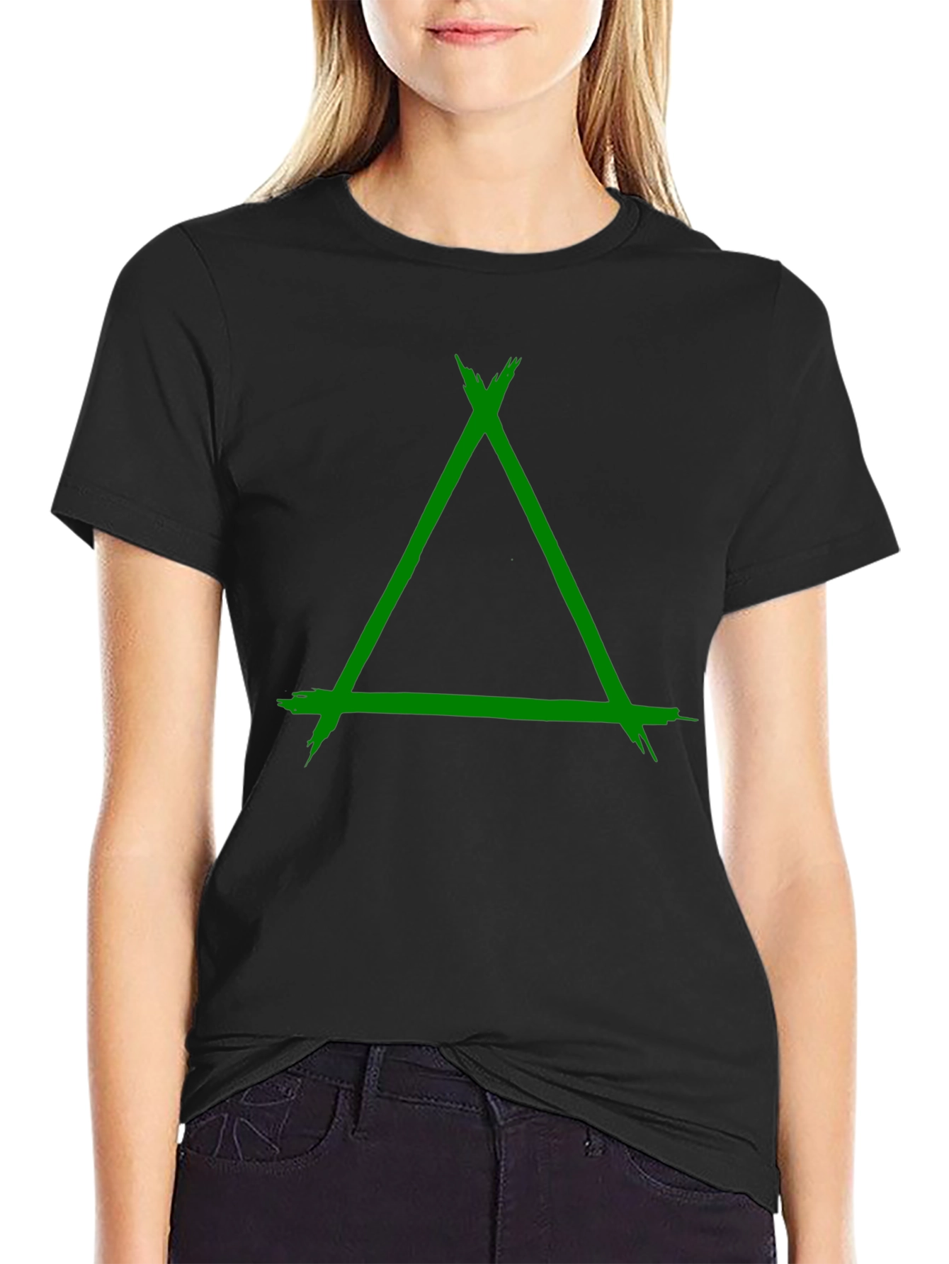 Black Edgy Triangle Graphic Tee - Cool Casual Style view 2