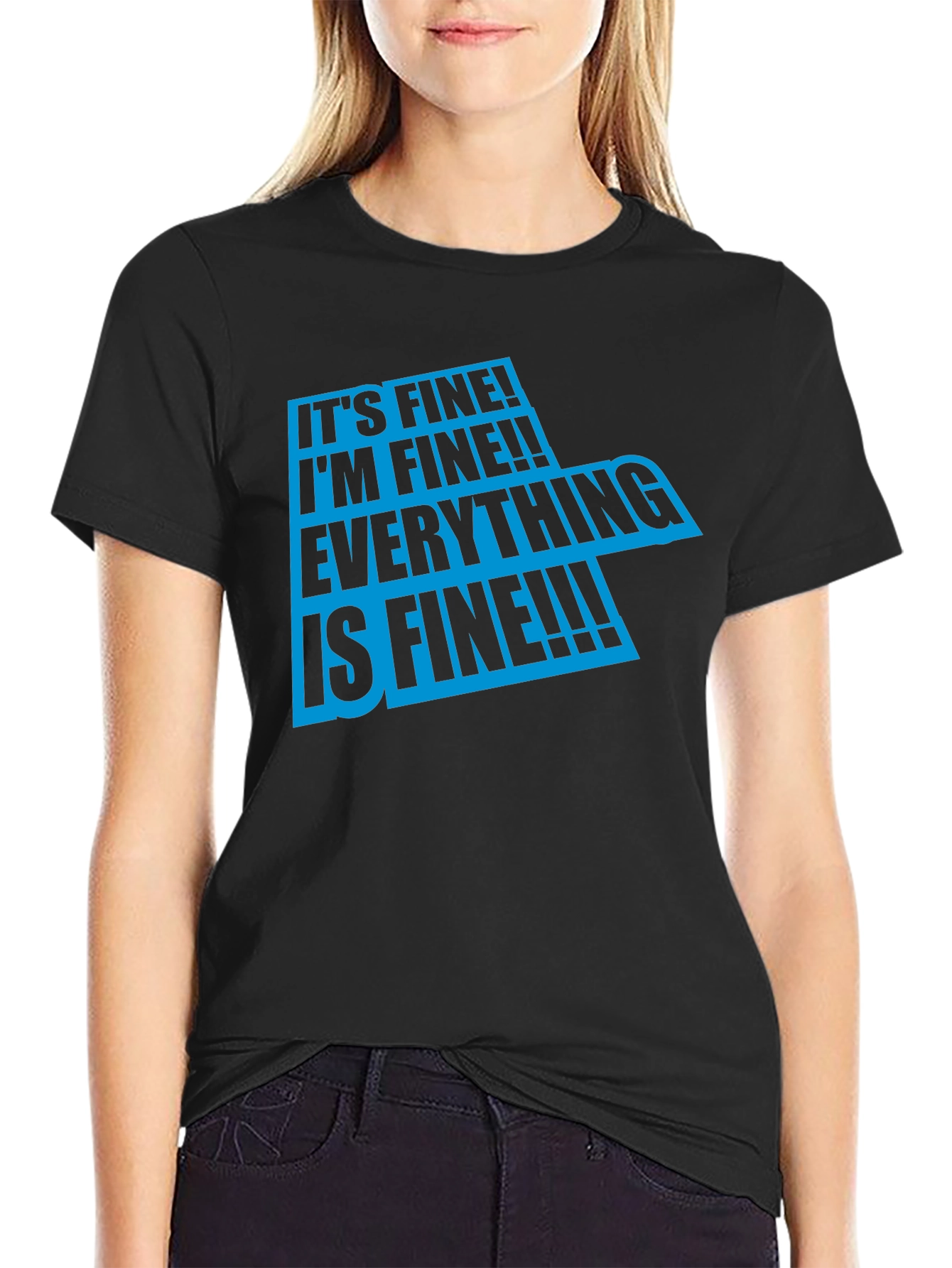 Black It's Fine Graphic T-Shirt - Comfort & Style view 2