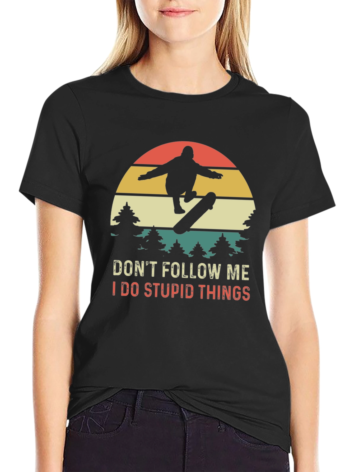Black Skateboarder Graphic Tee - Don't Follow Me T-Shirt view 2
