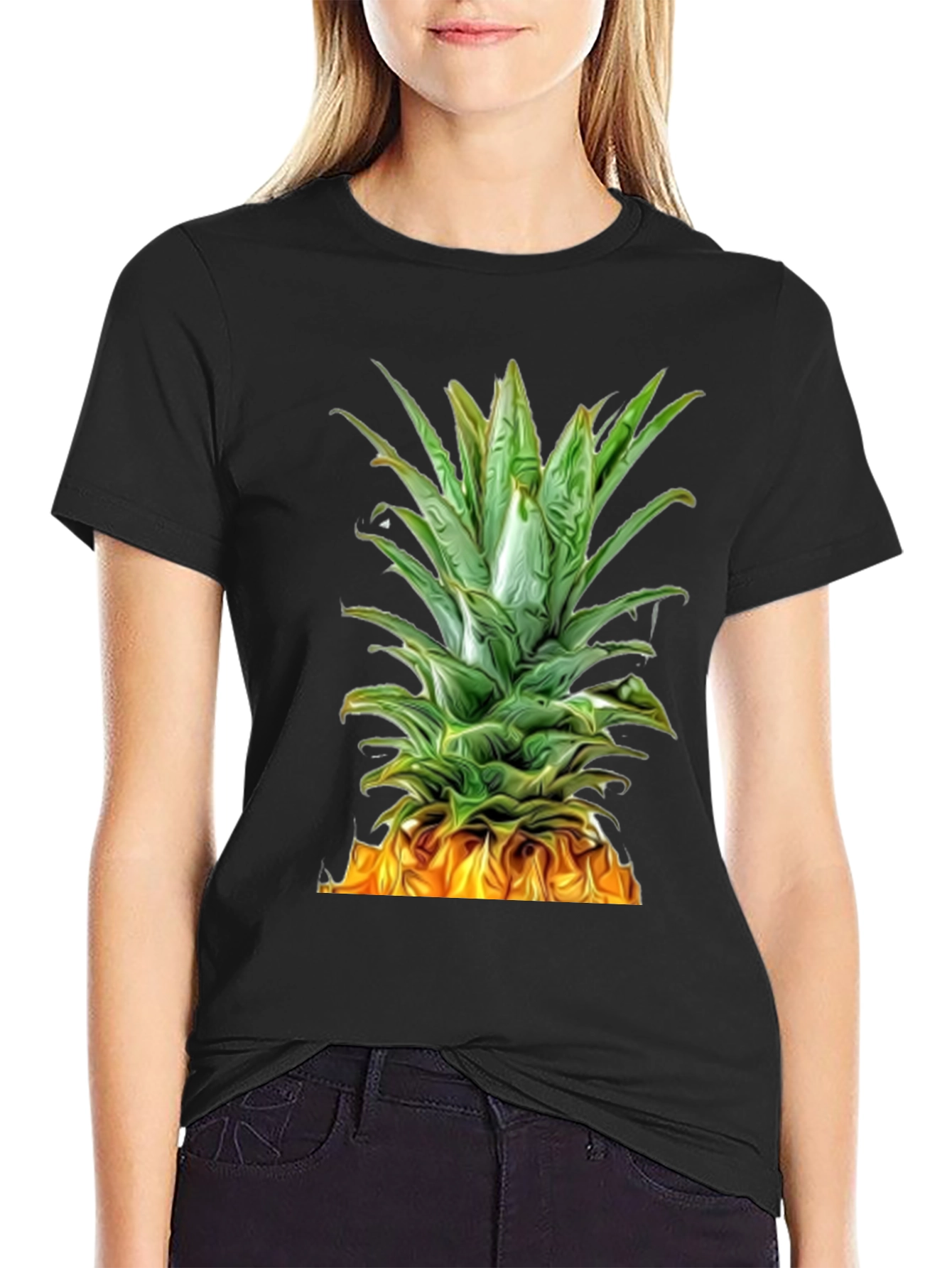 Black Pineapple Graphic Tee - Tropical Summer Style view 2