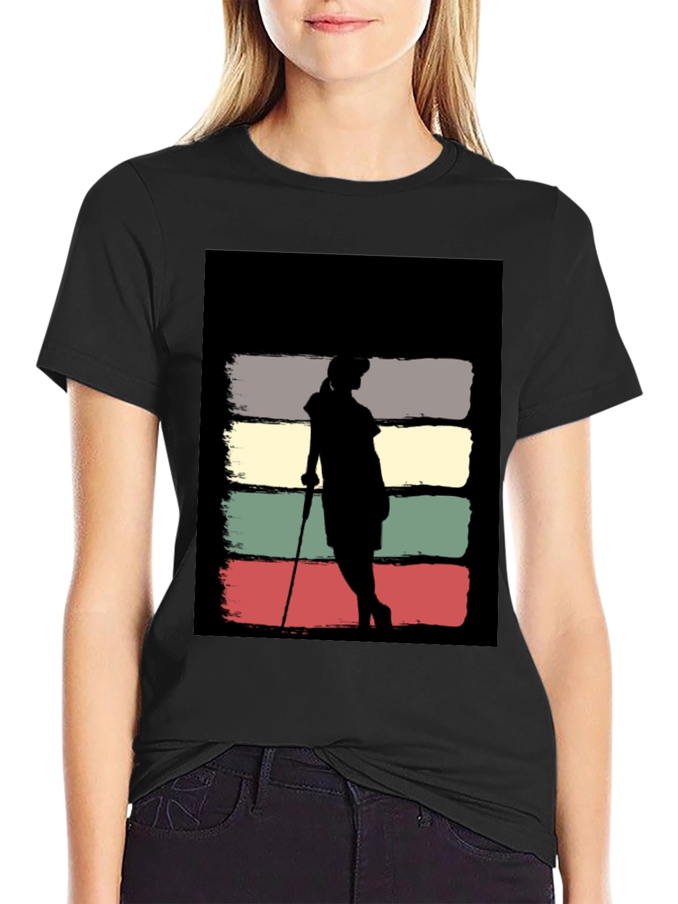 Black Vintage Retro Golfer T-Shirt view 2