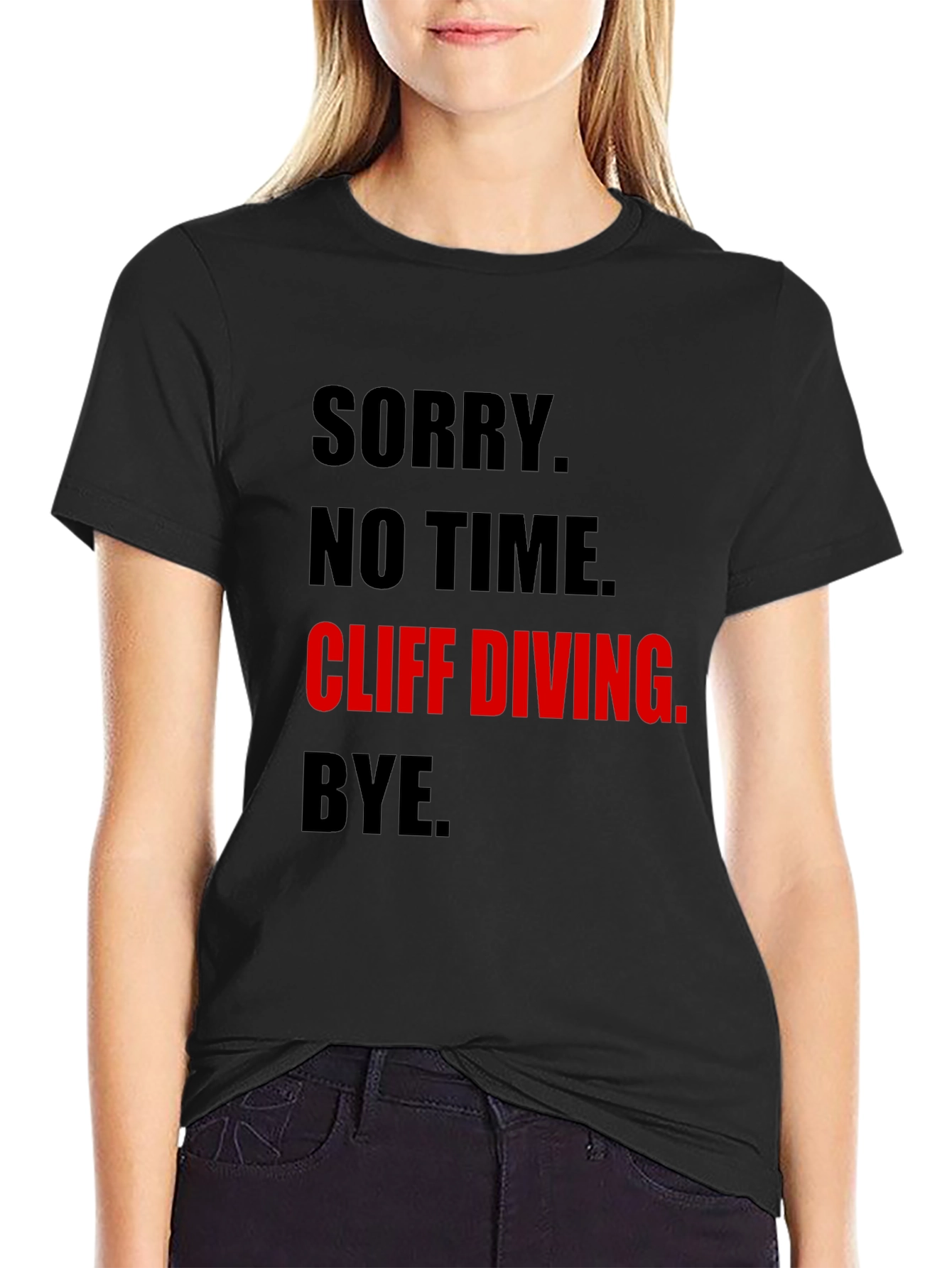 Black Cliff Diving Graphic Tee - Sorry No Time T-Shirt view 2