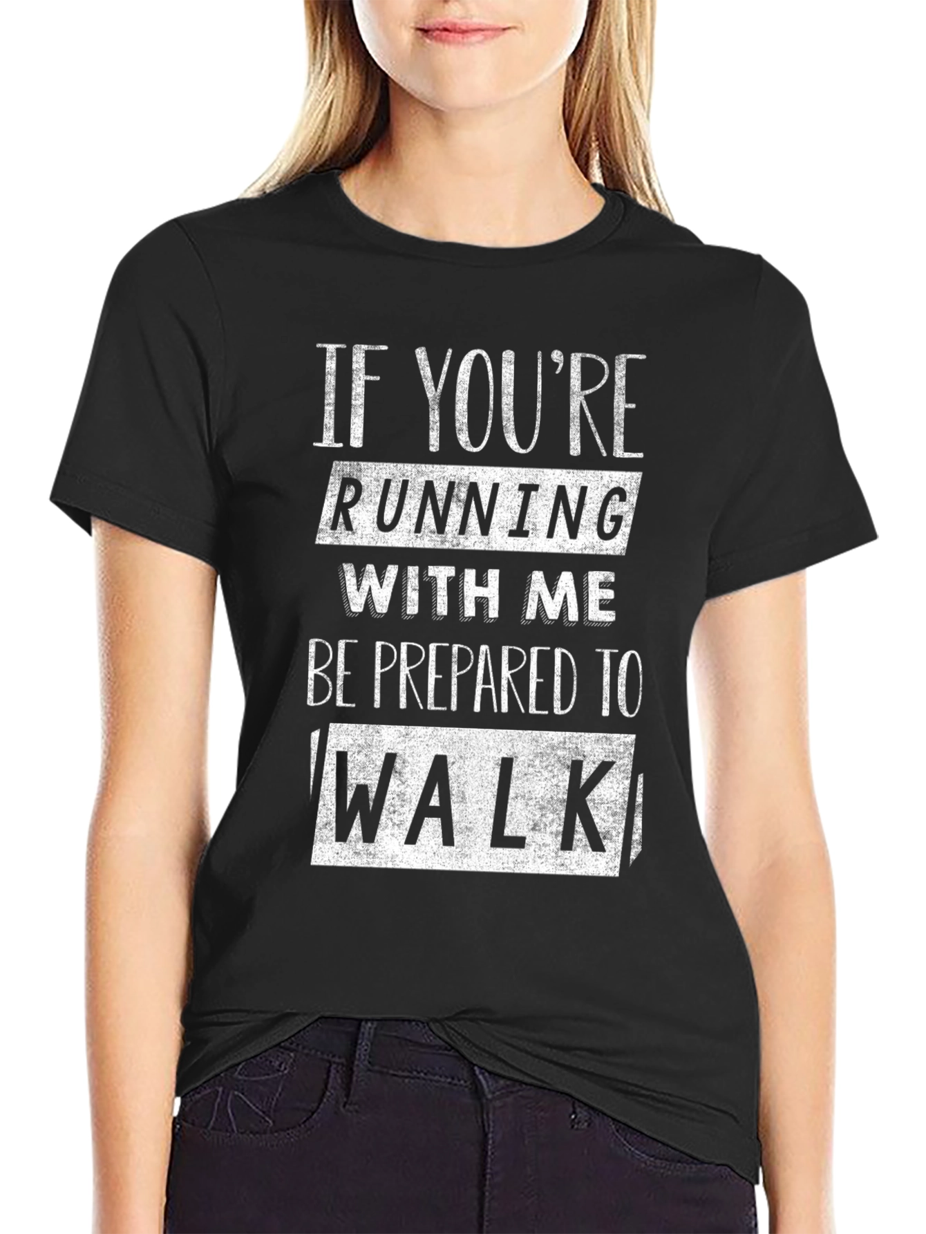 Black Funny Running T-Shirt - Be Prepared to Walk view 2