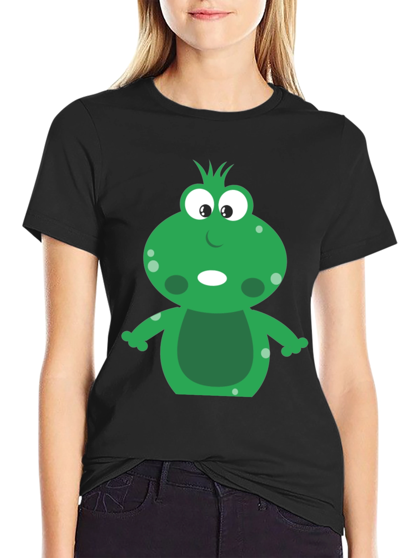 Black Cute Frog Graphic T-Shirt - Unisex view 2