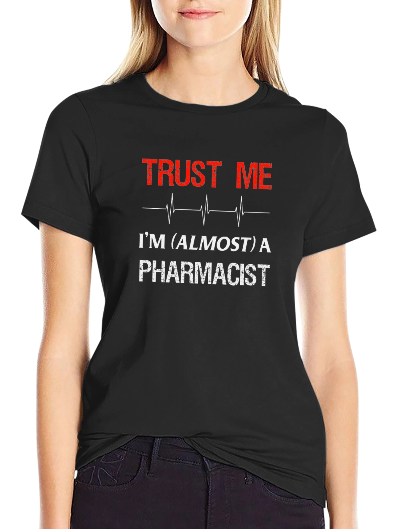 Black Trust Me I'm Almost a Pharmacist Black T-Shirt view 2