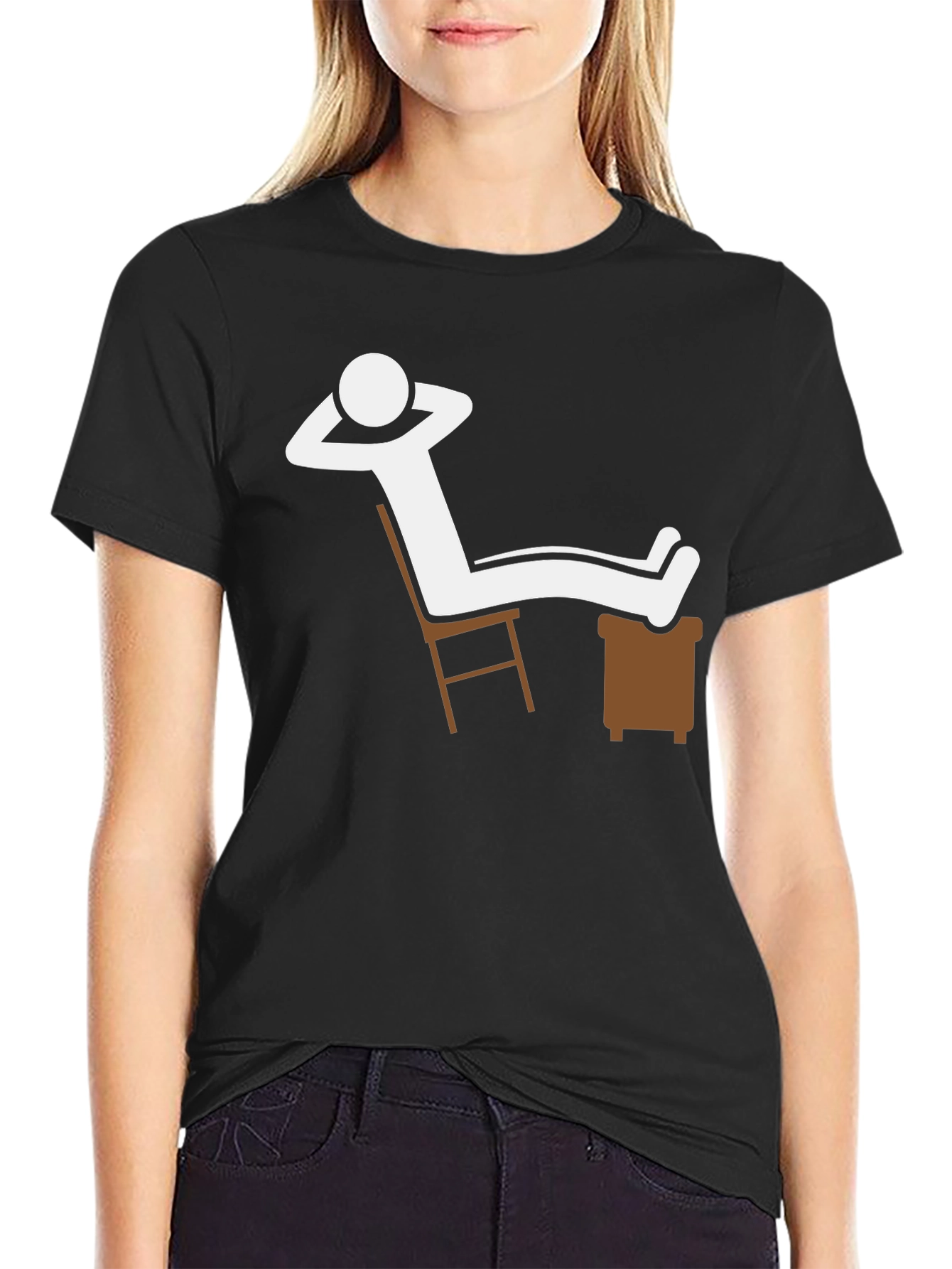 Black Relaxing Stick Figure T-Shirt - Casual Comfort view 2