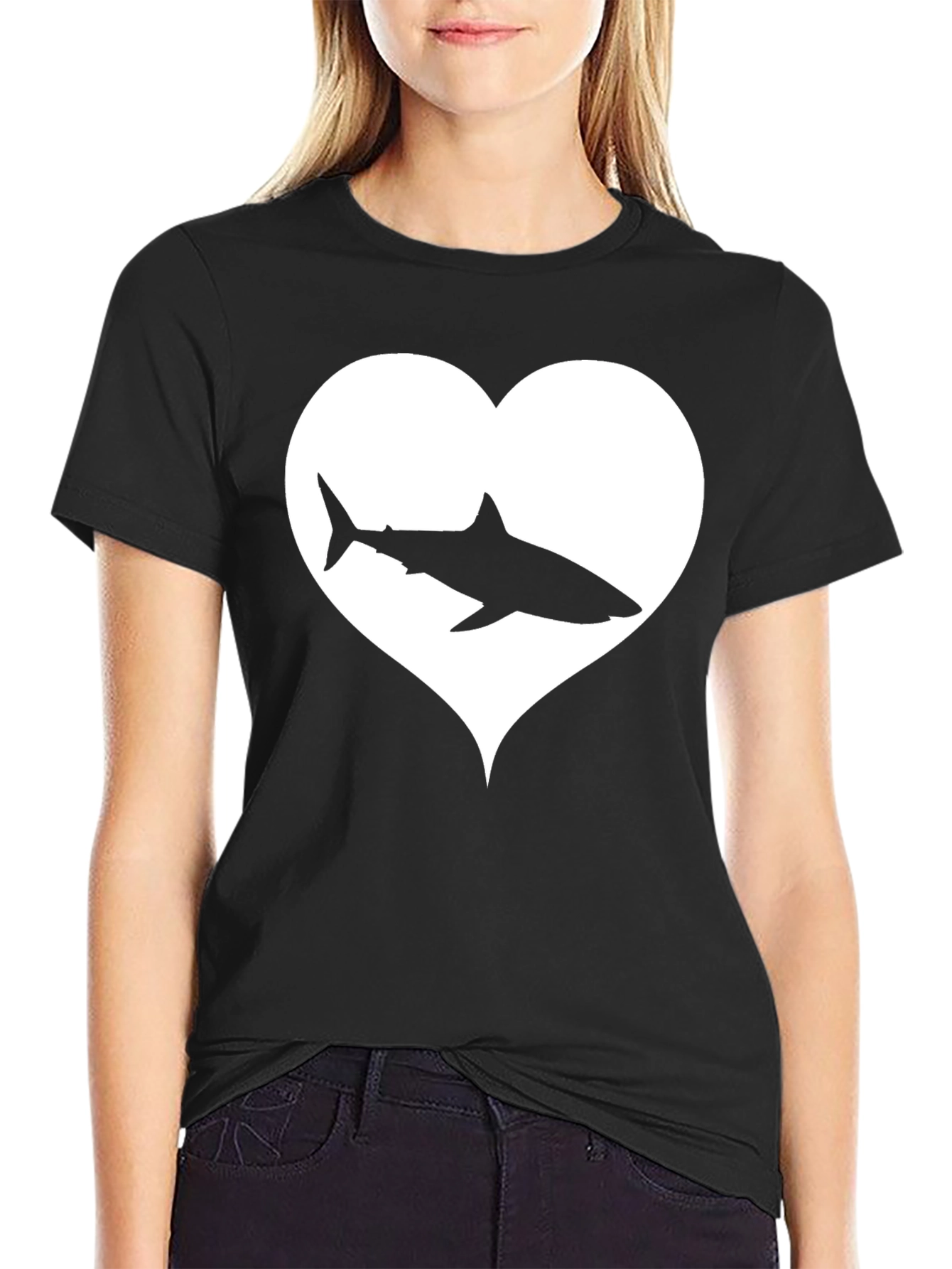 Black Shark Heart Graphic Tee - Black view 2