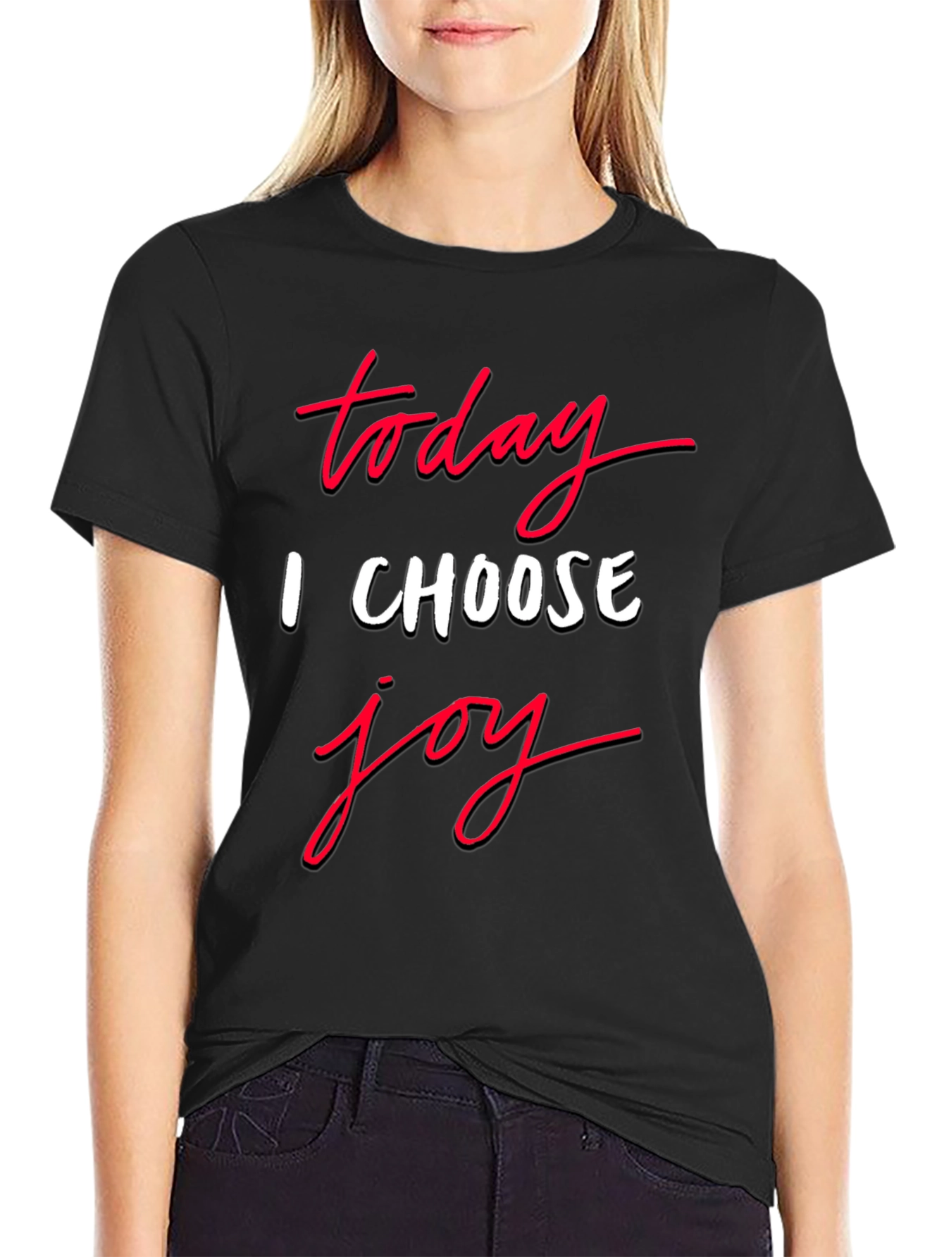 Black Choose Joy Graphic Tee - Inspirational T-Shirt view 2