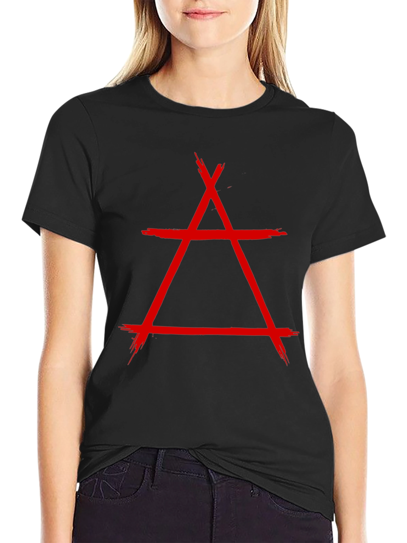 Black Graphic Tee - Red Symbol on Black view 2