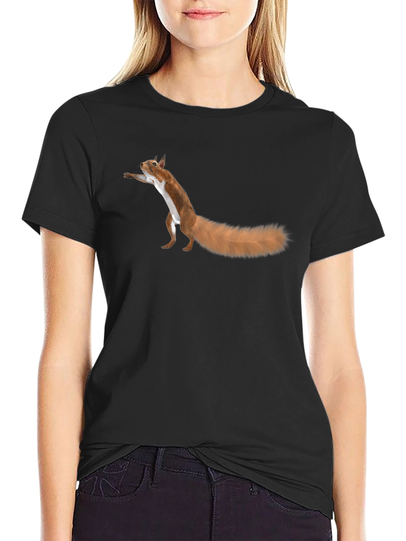 Black Squirrel Graphic Tee - Fun Black T-Shirt view 2