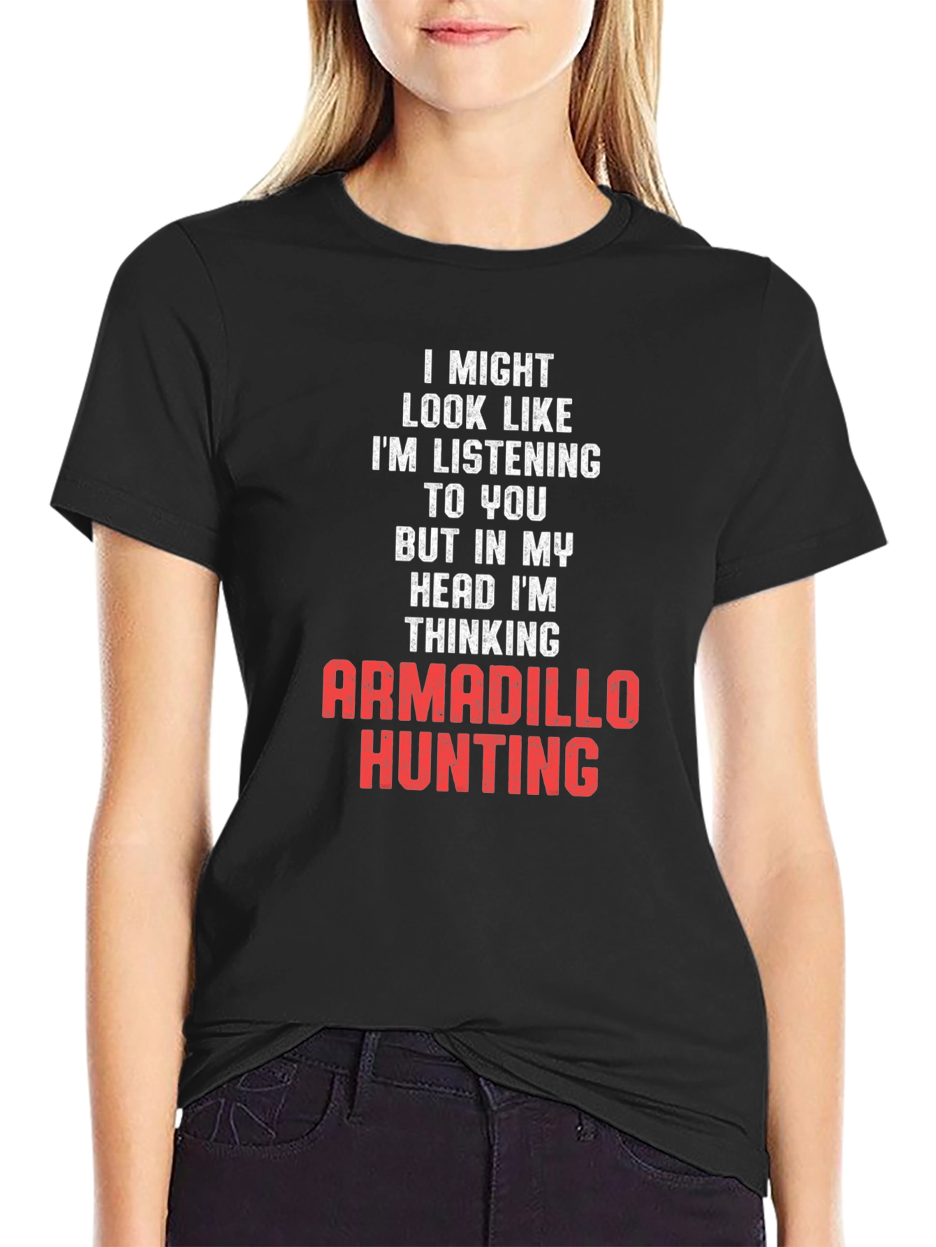 Black Armadillo Hunting T-Shirt - Funny Novelty Tee view 2