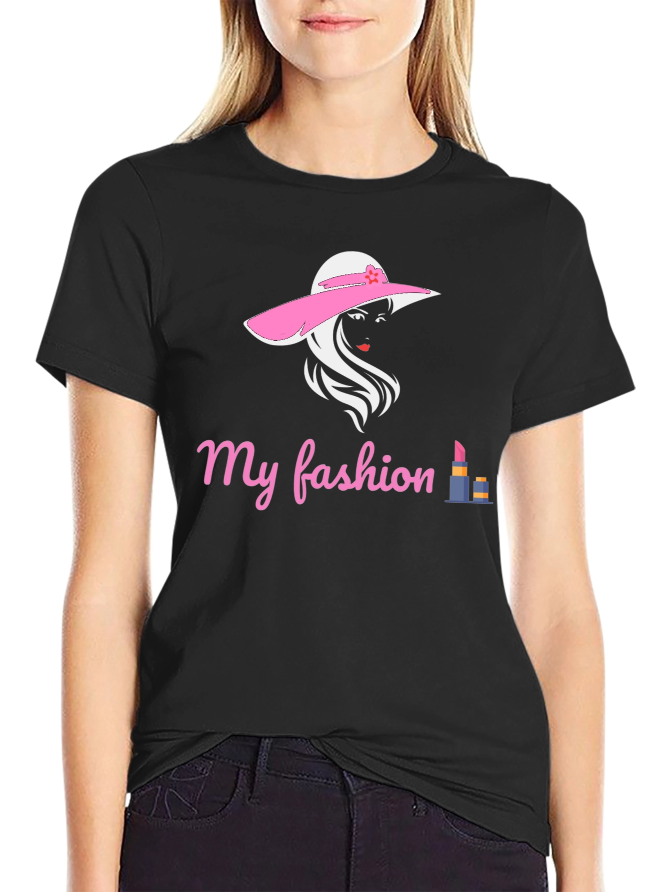 Black Stylish "My Fashion" Graphic T-Shirt view 2