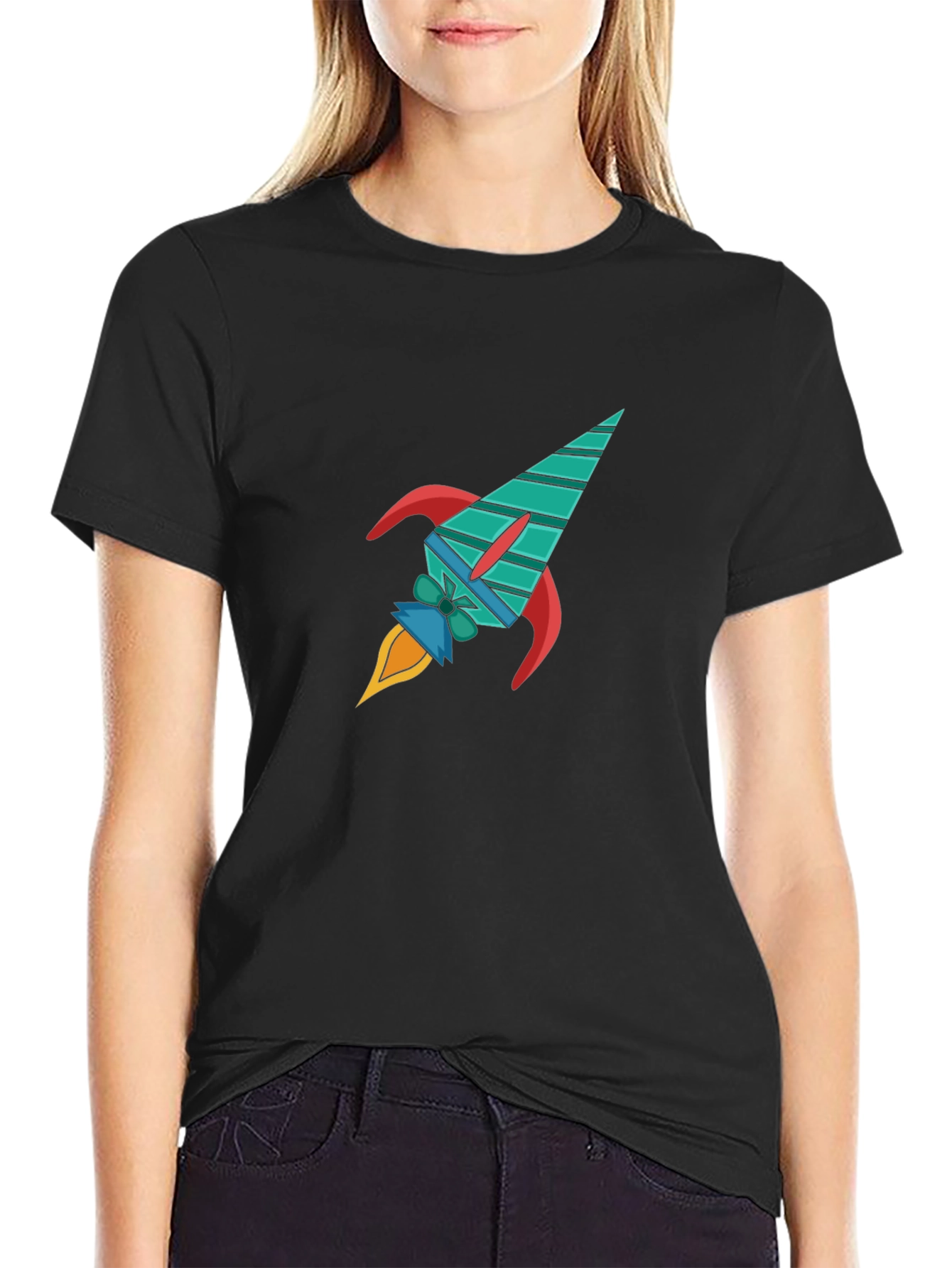Black Rocket Graphic Black T-Shirt - Space Adventure Style view 2