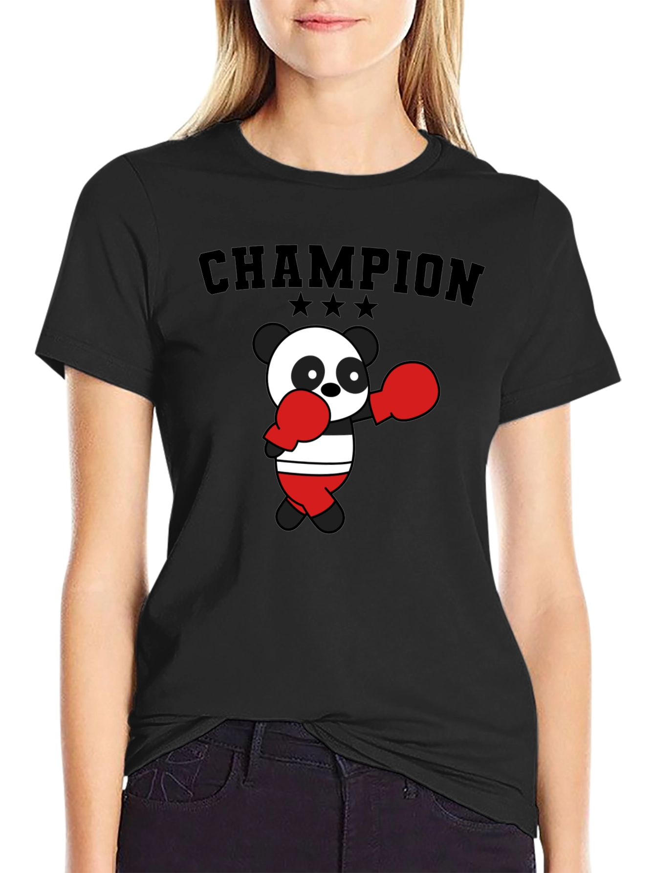 Black Champion Panda Boxing T-Shirt view 2