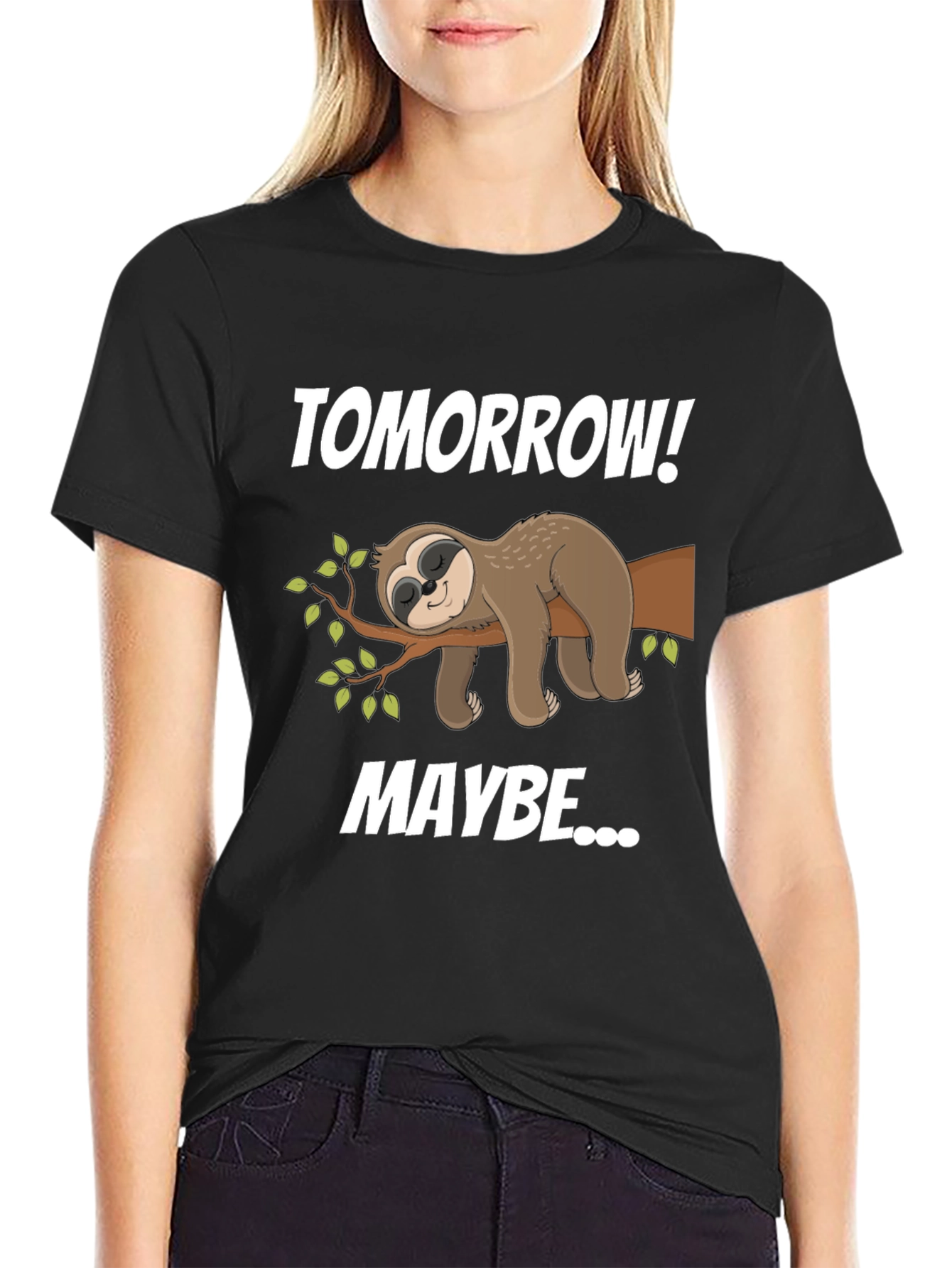 Black Sloth Tomorrow Maybe Graphic T-Shirt view 2
