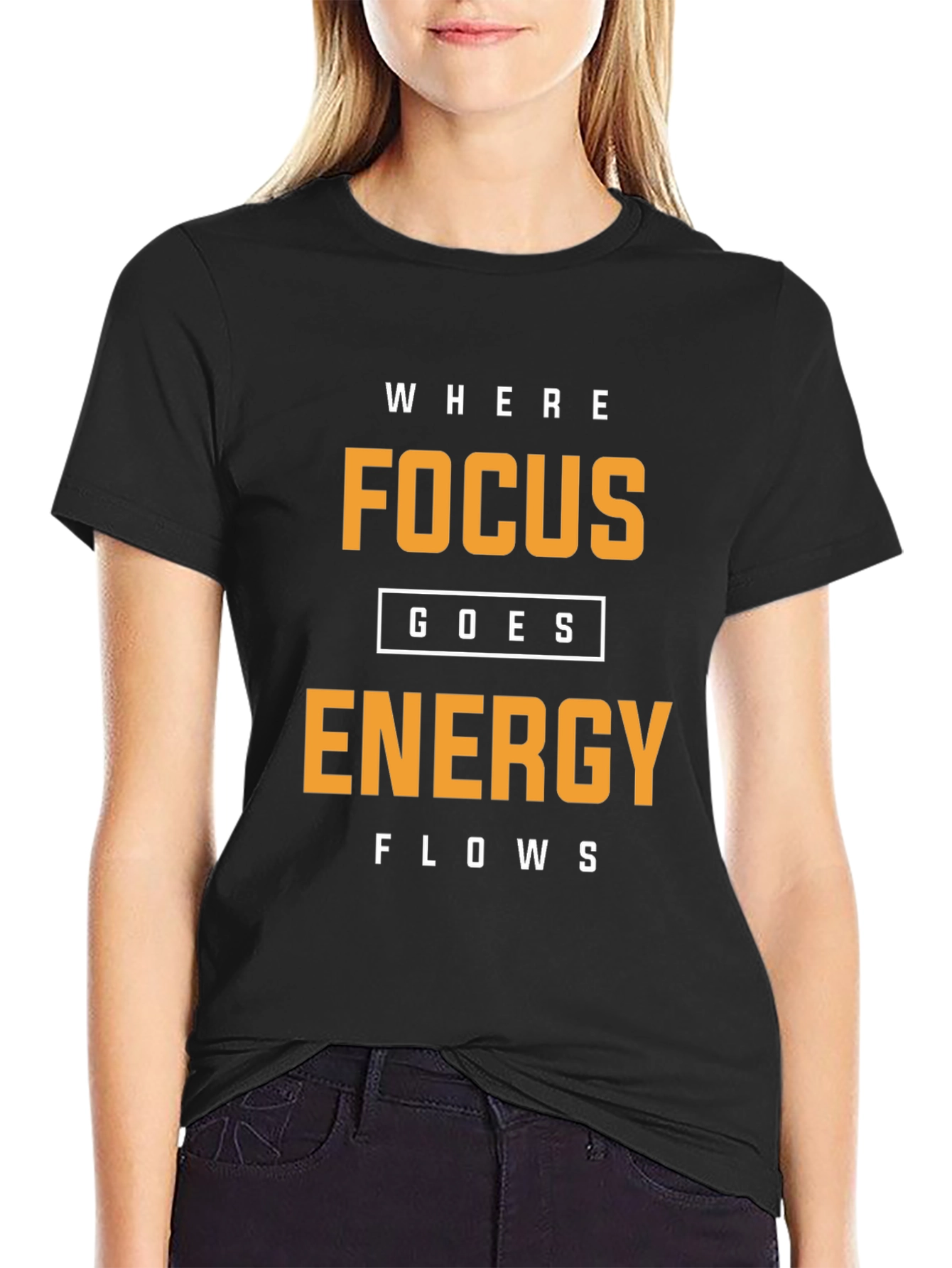 Black Focus Energy Motivational T-Shirt view 2