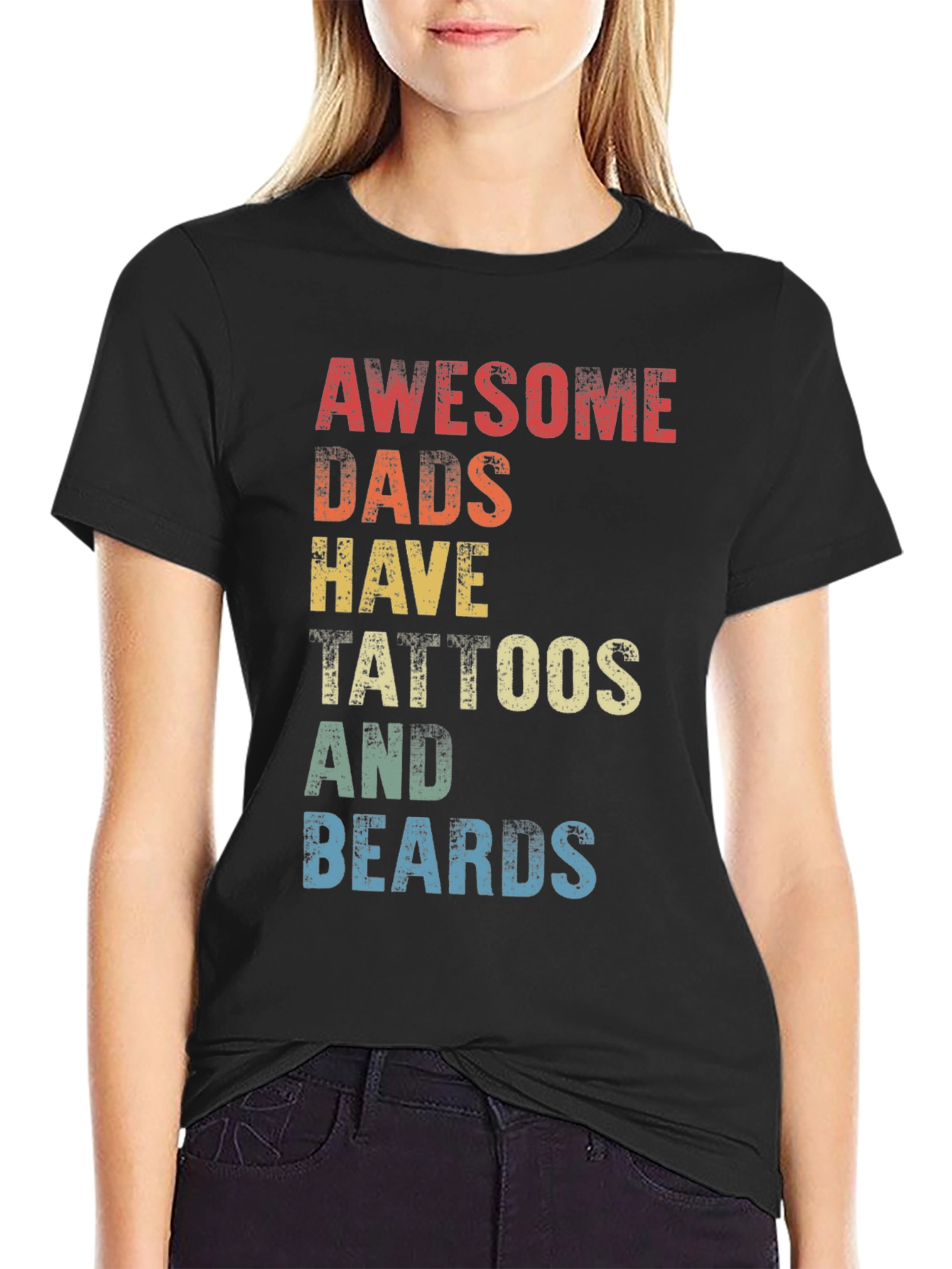 Black Awesome Dads Tattoos & Beards Graphic Tee view 2