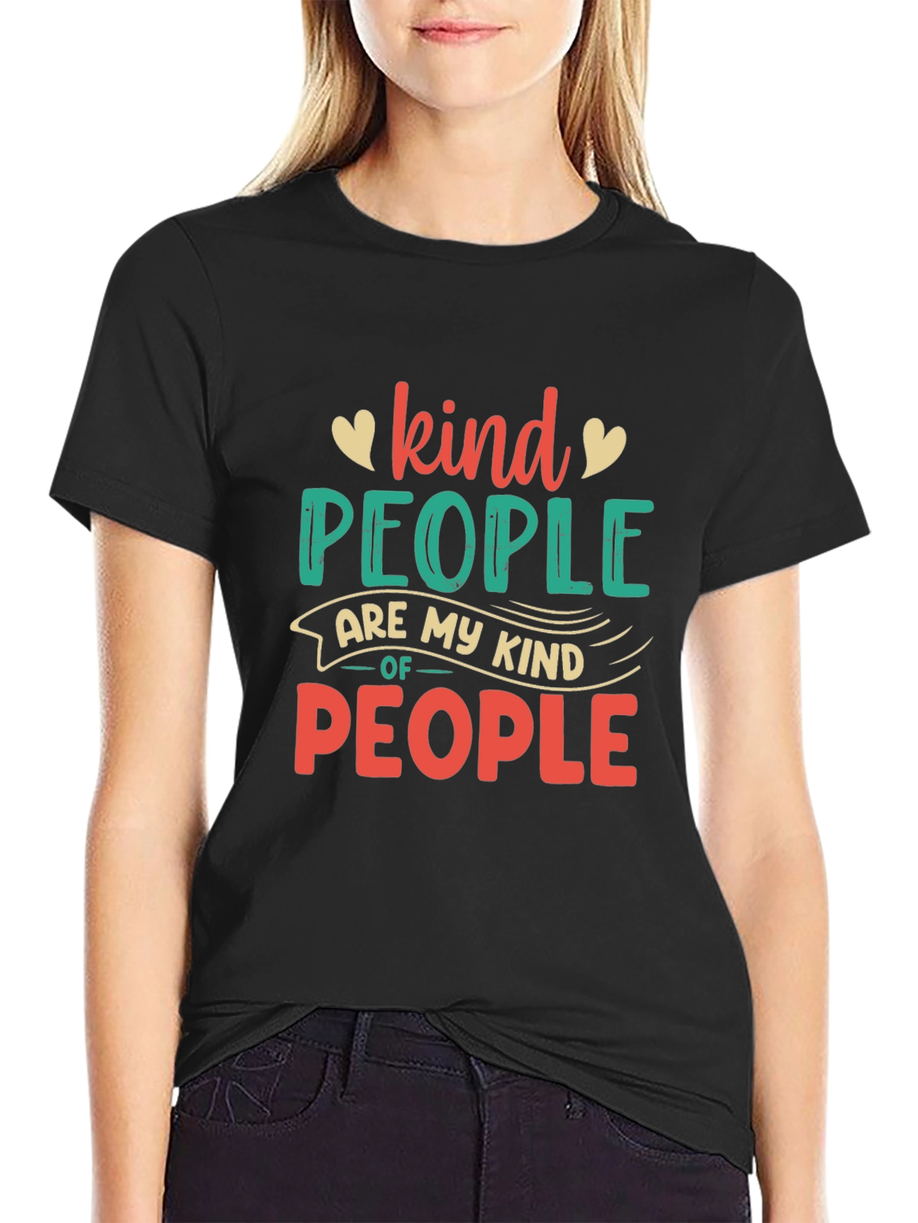 Black Kind People Graphic Tee - Black Unisex T-Shirt view 2