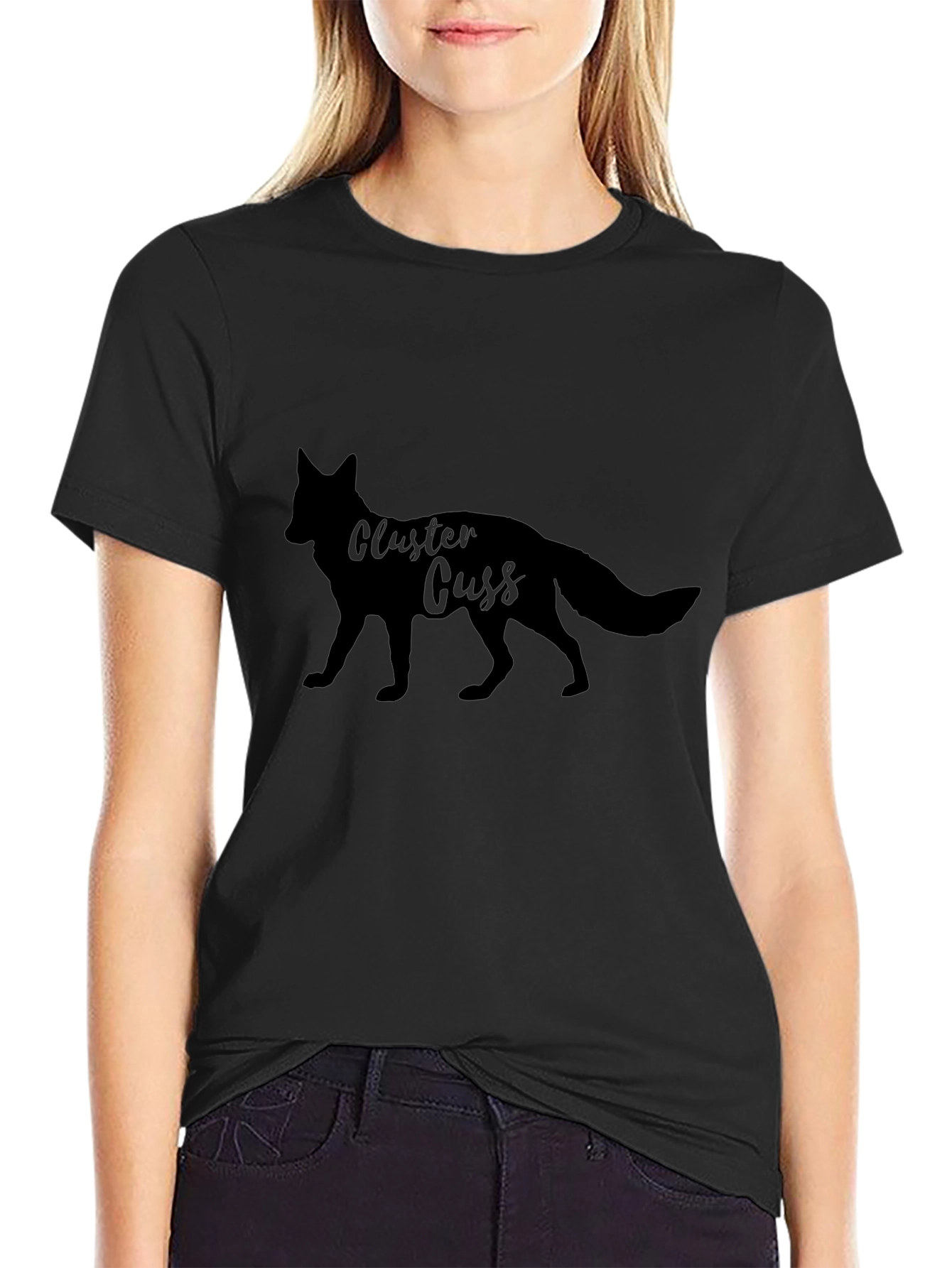 Black Cluster Cuss Fox Black T-Shirt view 2