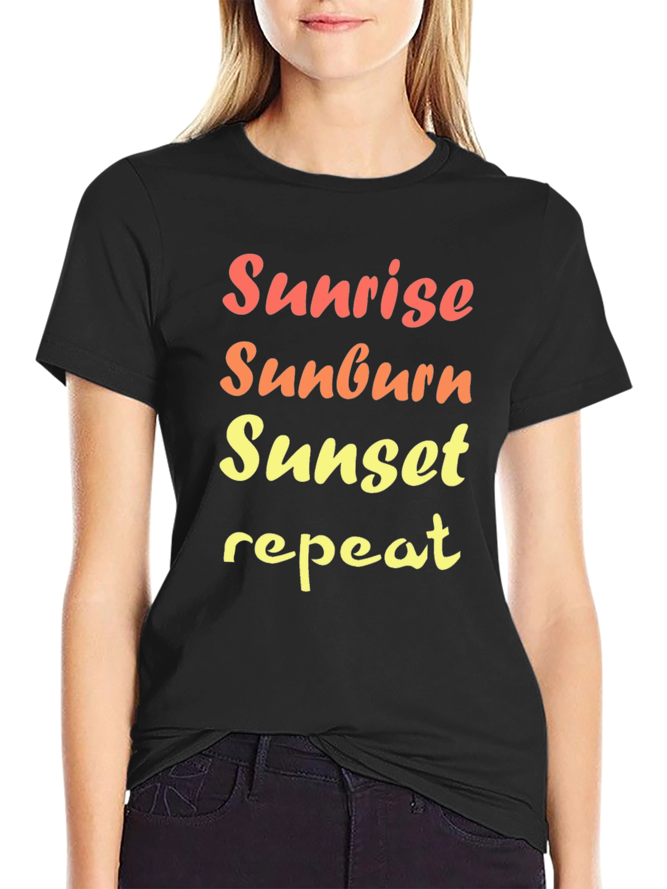 Black Sunrise Sunburn Sunset Repeat Graphic Tee view 2
