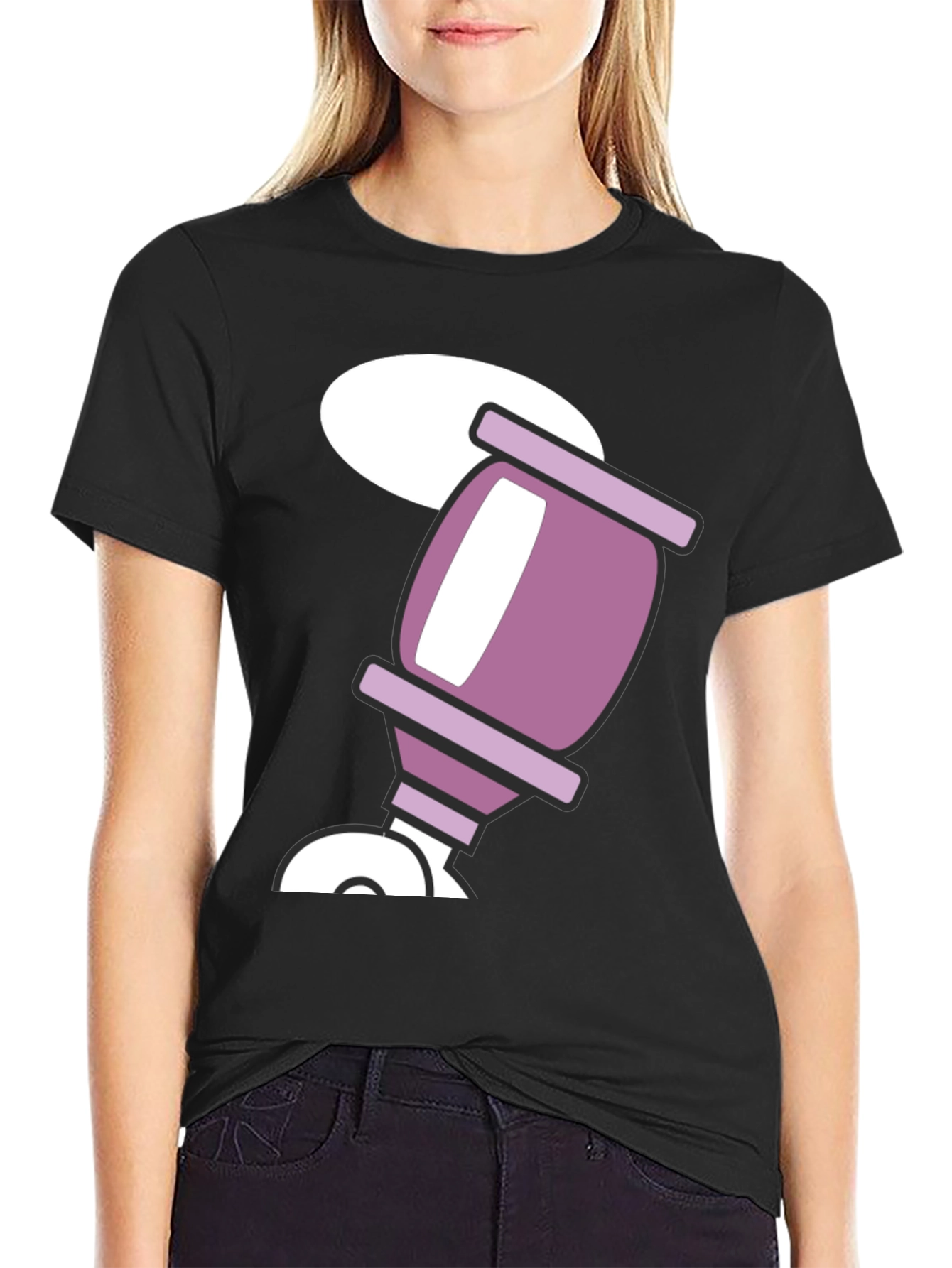 Black Retro Cartoon Drink Black T-Shirt view 2