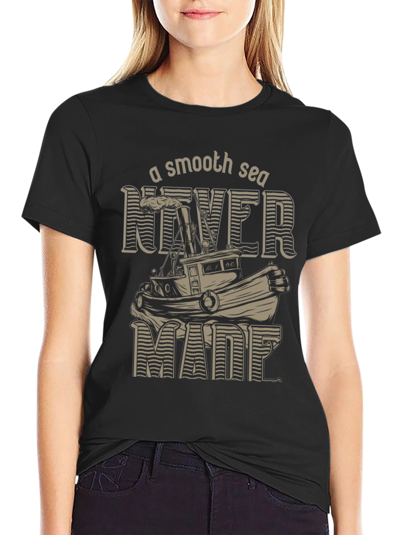 Black Smooth Sea T-Shirt - Nautical Design view 2