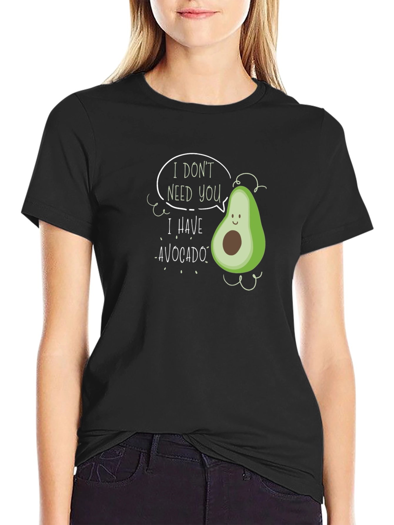 Black Funny Avocado Graphic Black T-Shirt view 2