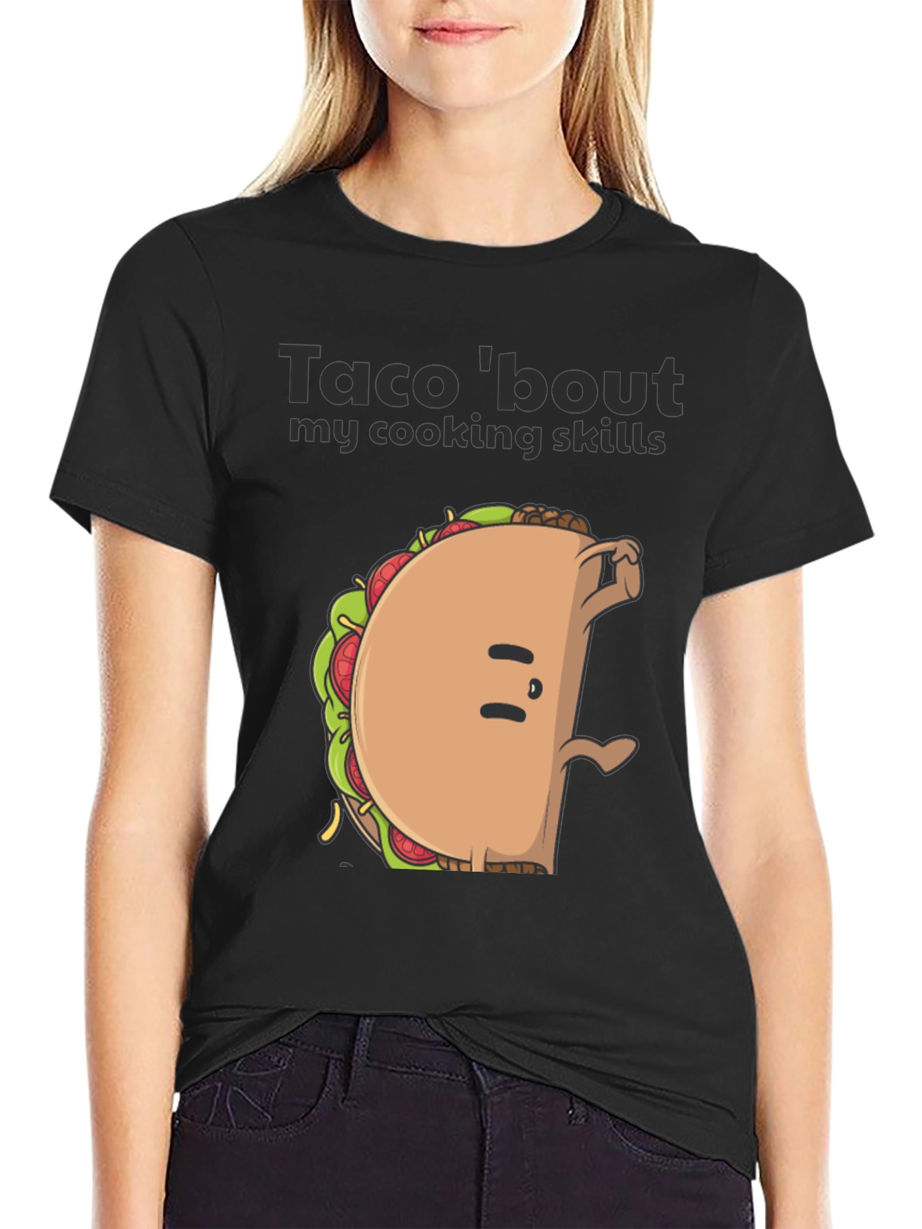 Black Funny Taco Cooking Skills Graphic Tee view 2