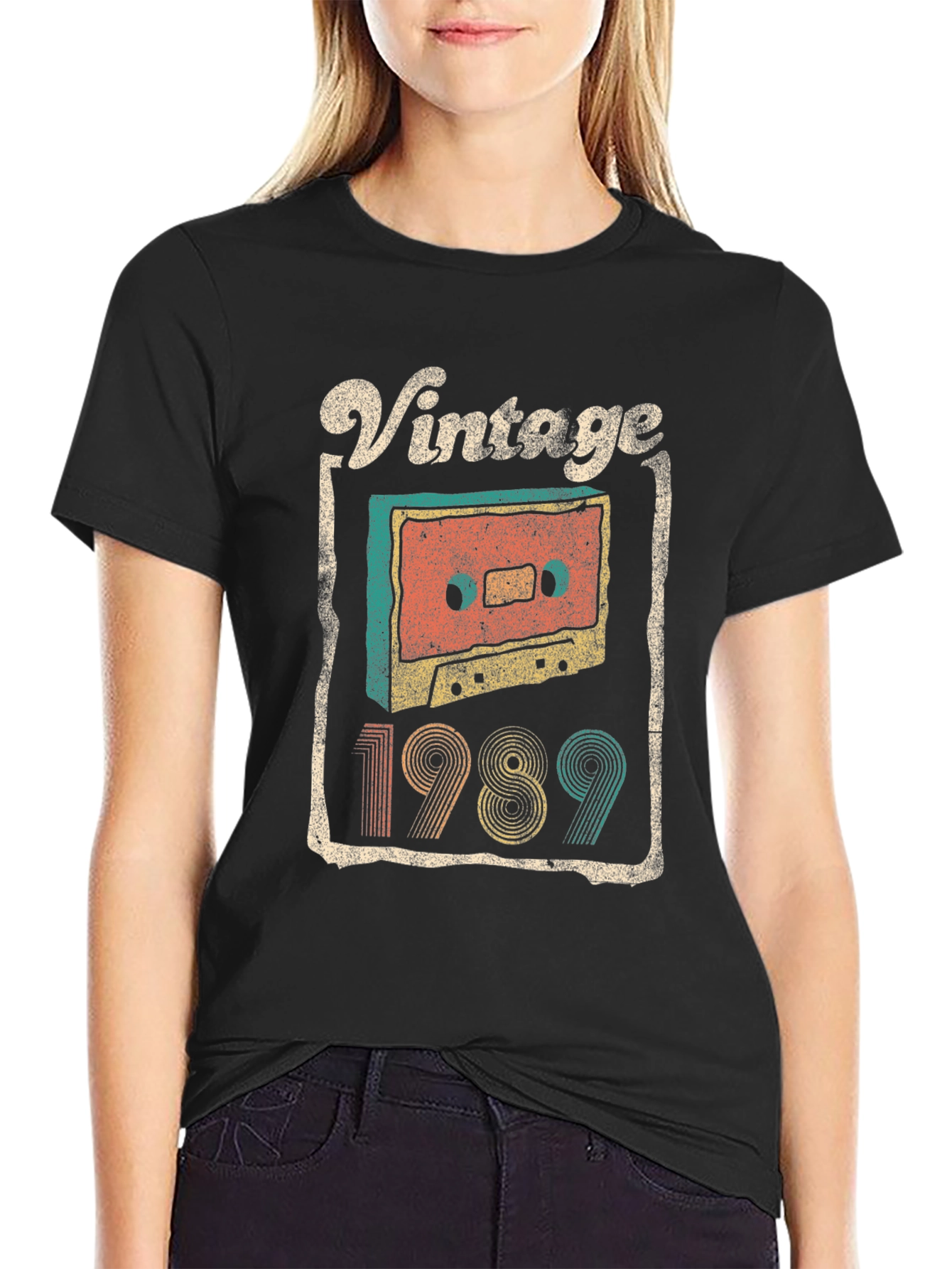 Black Vintage 1989 Cassette Tape T-Shirt view 2