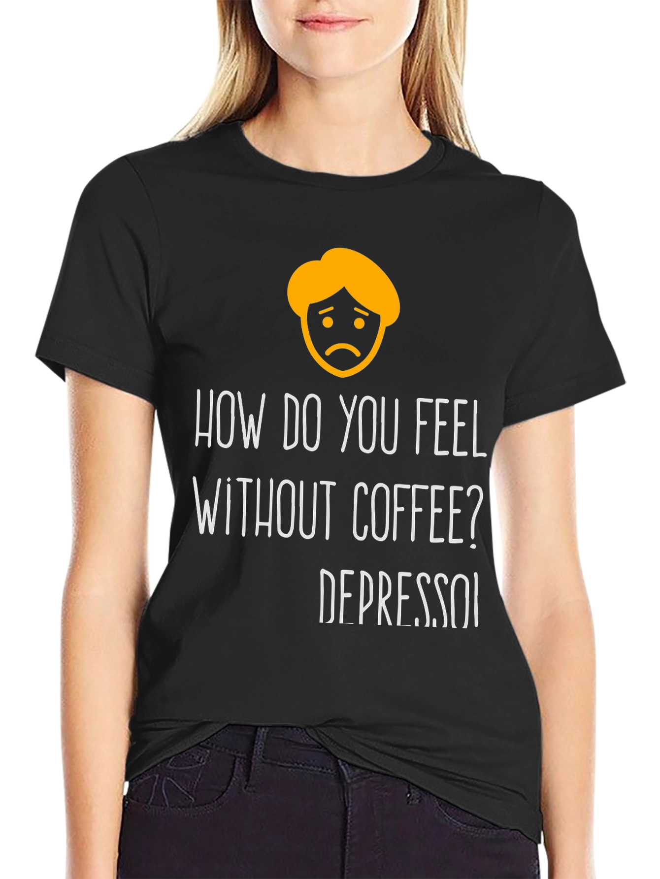 Black Depresso Funny T-Shirt - Coffee Lover Tee view 2