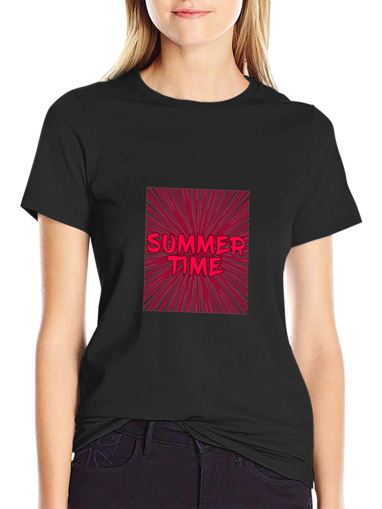 Black Summer Time Graphic Tee - Bold & Stylish view 2