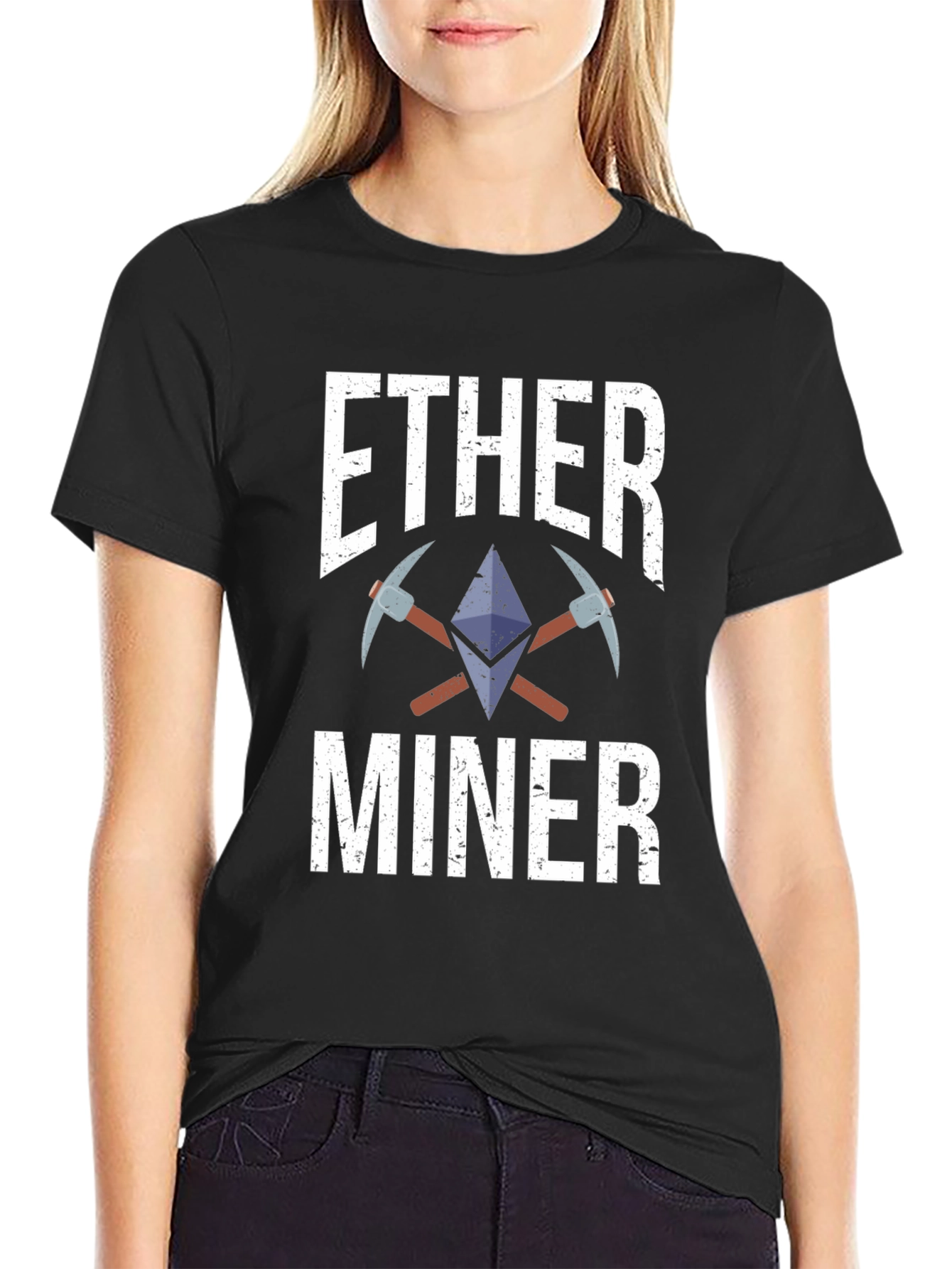 Black Ethereum Miner Crypto T-Shirt view 2